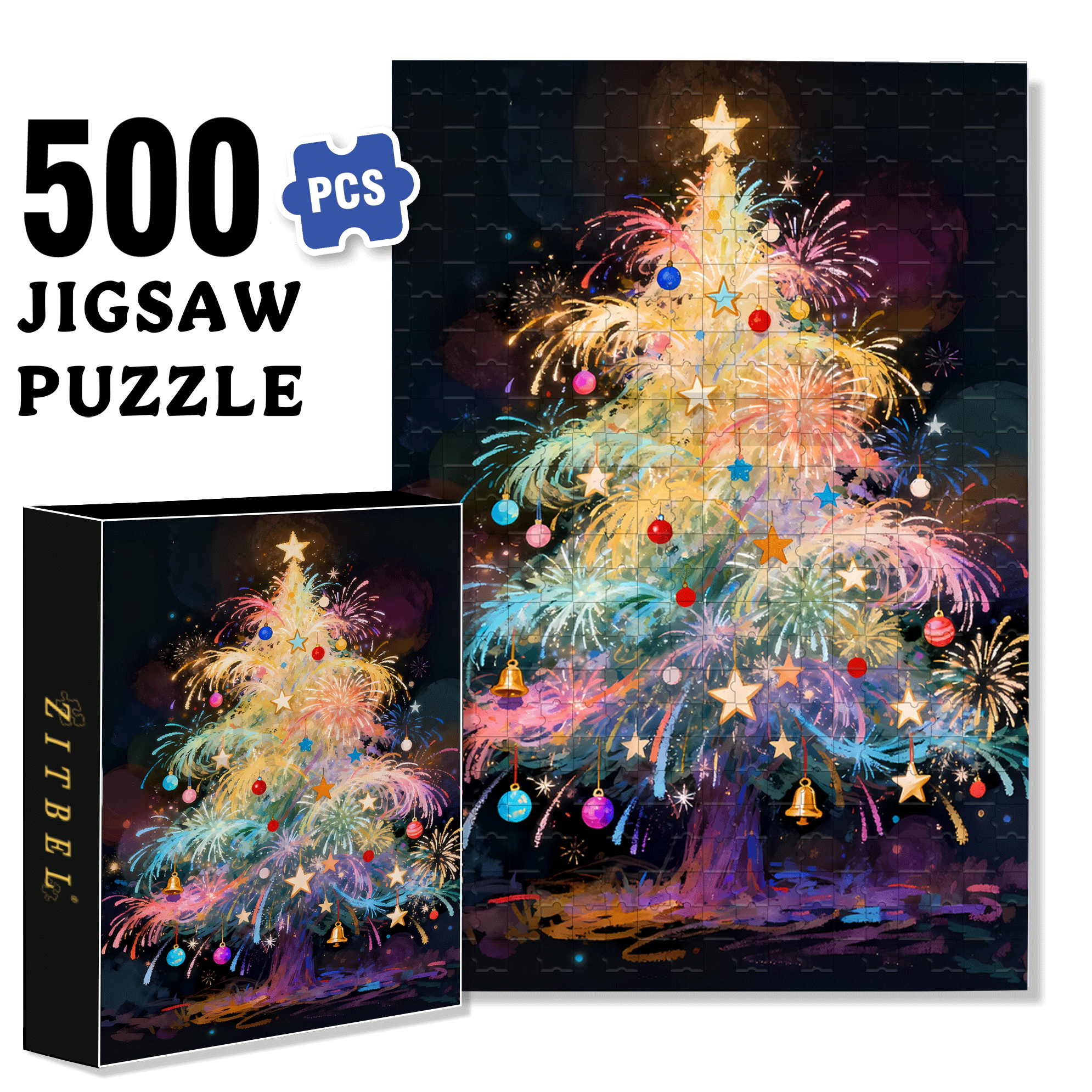 My Brilliant Christmas Tree 500pcs/1000pcs Jigsaw Puzzle, Scratch-Resistant, Interactive Family Game & Brain-Boosting DIY Decor, Perfect for Halloween, Christmas & New Year Gifts, Family Puzzle Game