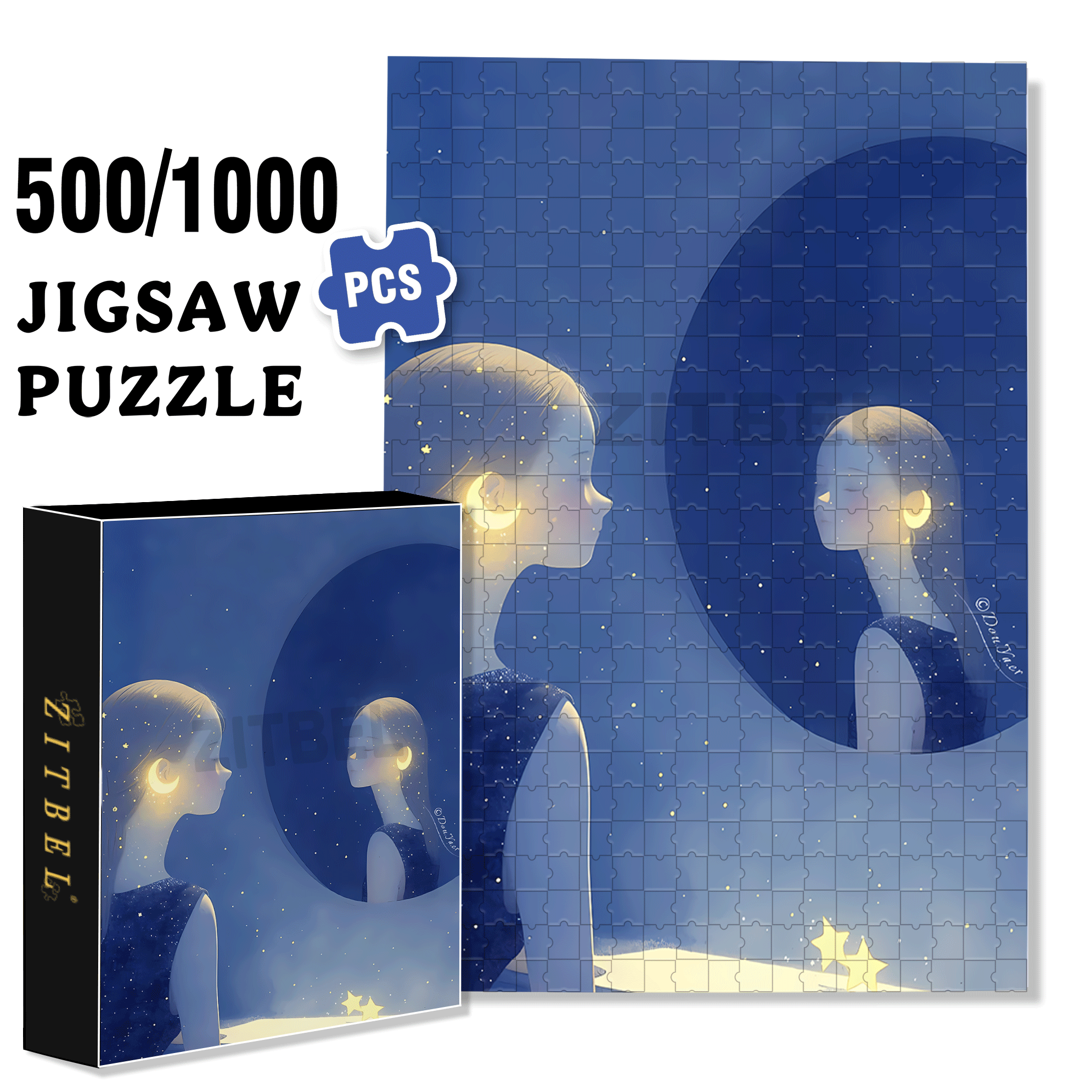 Myself In The Mirror 500pcs/1000pcs Jigsaw Puzzle, Scratch-Resistant, Interactive Family Game & Brain-Boosting DIY Decor, Perfect for Halloween, Christmas & New Year Gifts, Family Puzzle Game