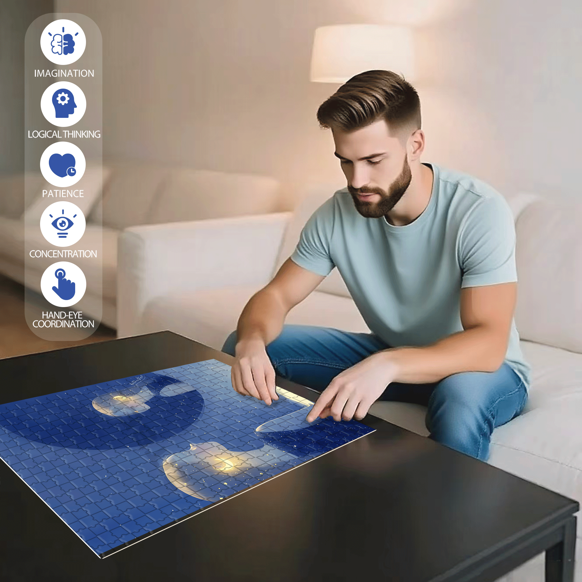 Myself In The Mirror 500pcs/1000pcs Jigsaw Puzzle, Scratch-Resistant, Interactive Family Game & Brain-Boosting DIY Decor, Perfect for Halloween, Christmas & New Year Gifts, Family Puzzle Game