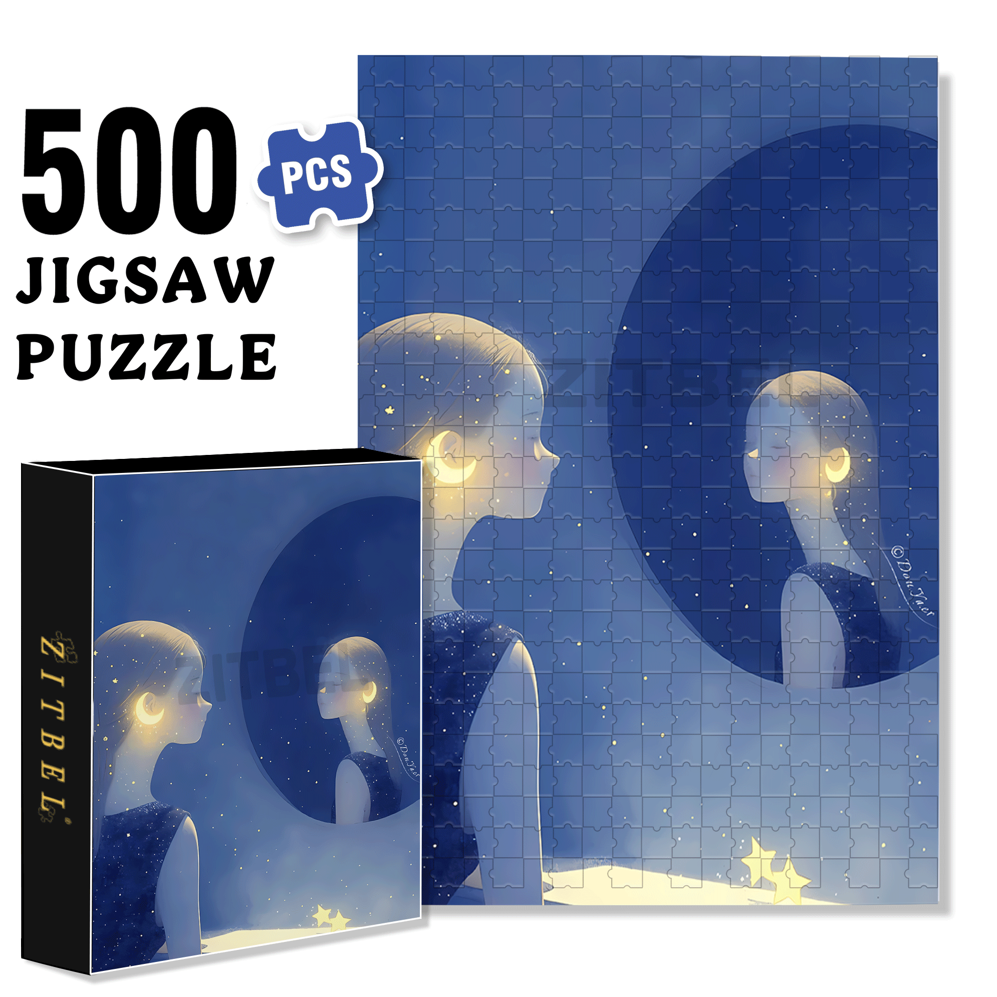 Myself In The Mirror 500pcs/1000pcs Jigsaw Puzzle, Scratch-Resistant, Interactive Family Game & Brain-Boosting DIY Decor, Perfect for Halloween, Christmas & New Year Gifts, Family Puzzle Game
