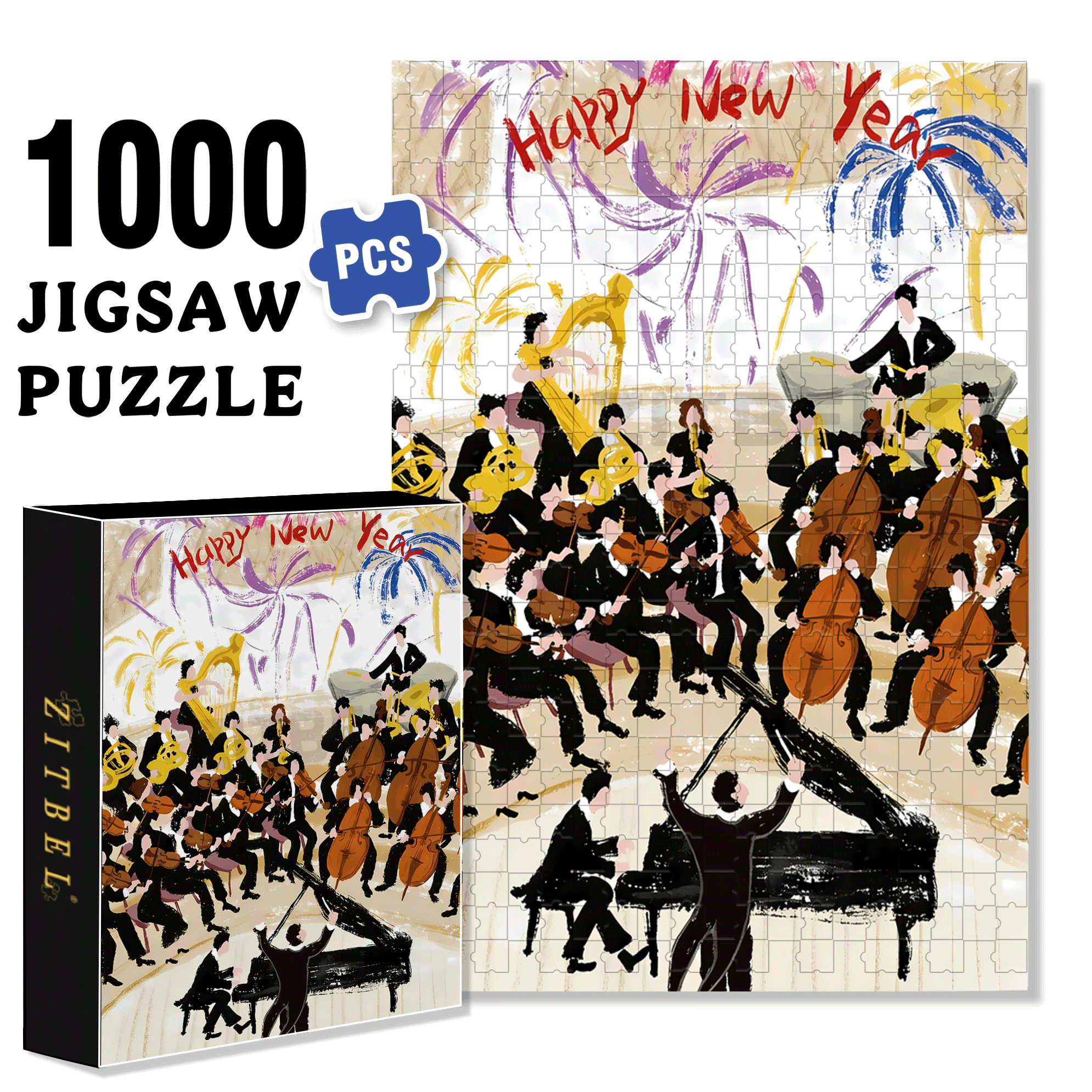 New Year's Concert 500pcs/1000pcs Jigsaw Puzzle, Scratch-Resistant, Interactive Family Game & Brain-Boosting DIY Decor, Perfect for Halloween, Christmas & New Year Gifts, Family Puzzle Game