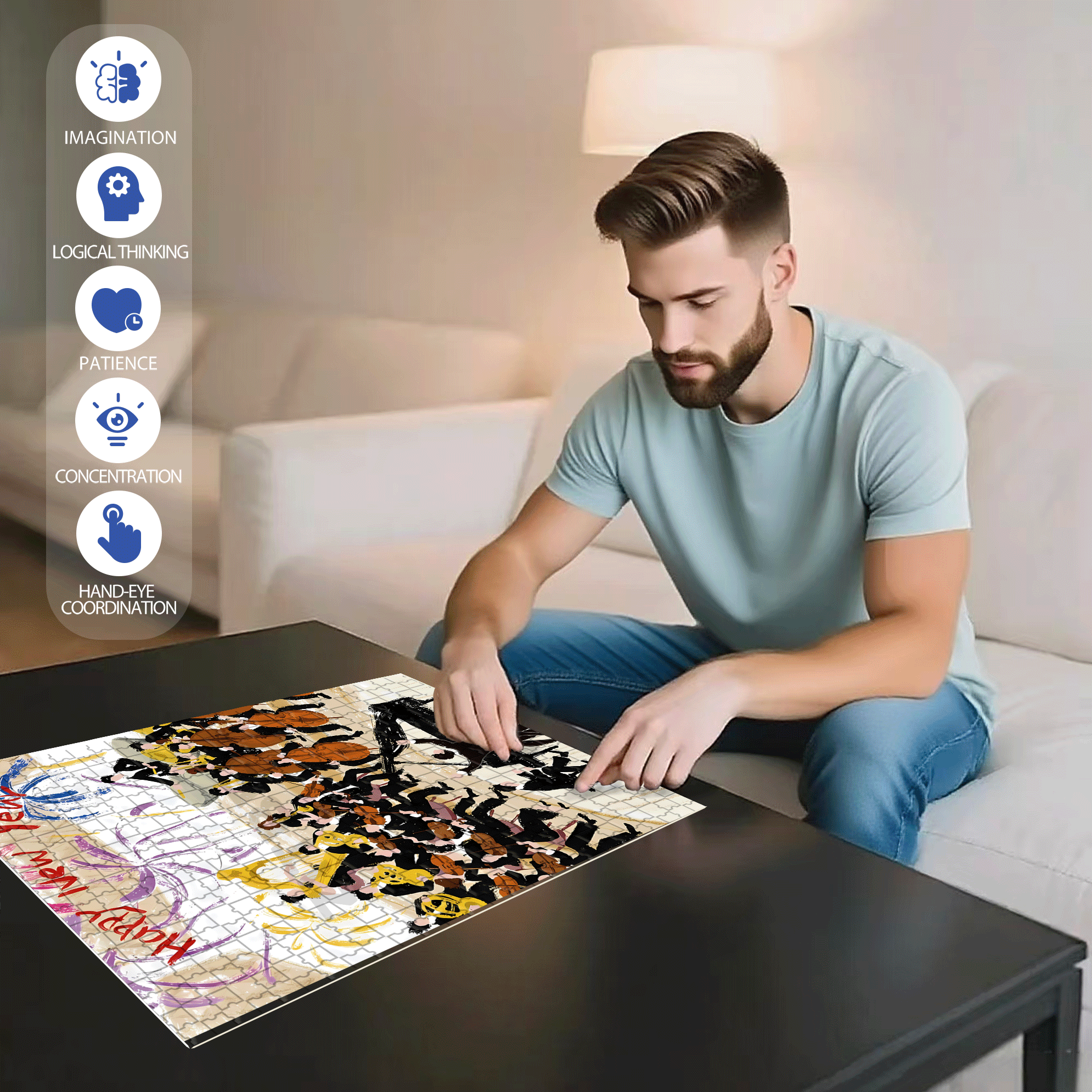 New Year's Concert 500pcs/1000pcs Jigsaw Puzzle, Scratch-Resistant, Interactive Family Game & Brain-Boosting DIY Decor, Perfect for Halloween, Christmas & New Year Gifts, Family Puzzle Game