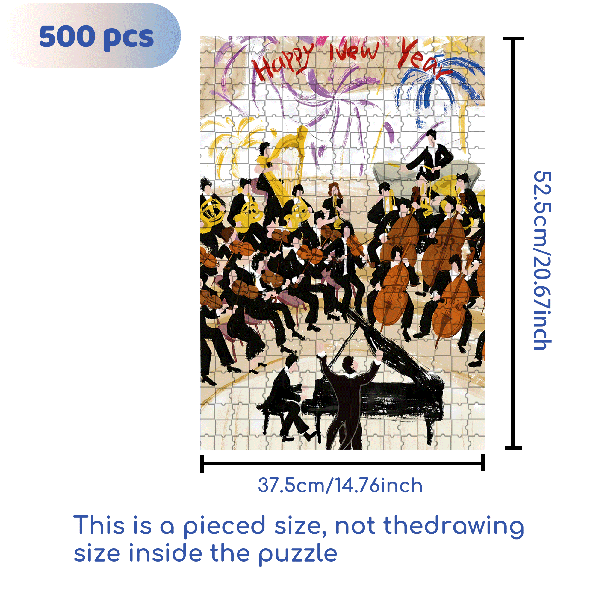 New Year's Concert 500pcs/1000pcs Jigsaw Puzzle, Scratch-Resistant, Interactive Family Game & Brain-Boosting DIY Decor, Perfect for Halloween, Christmas & New Year Gifts, Family Puzzle Game