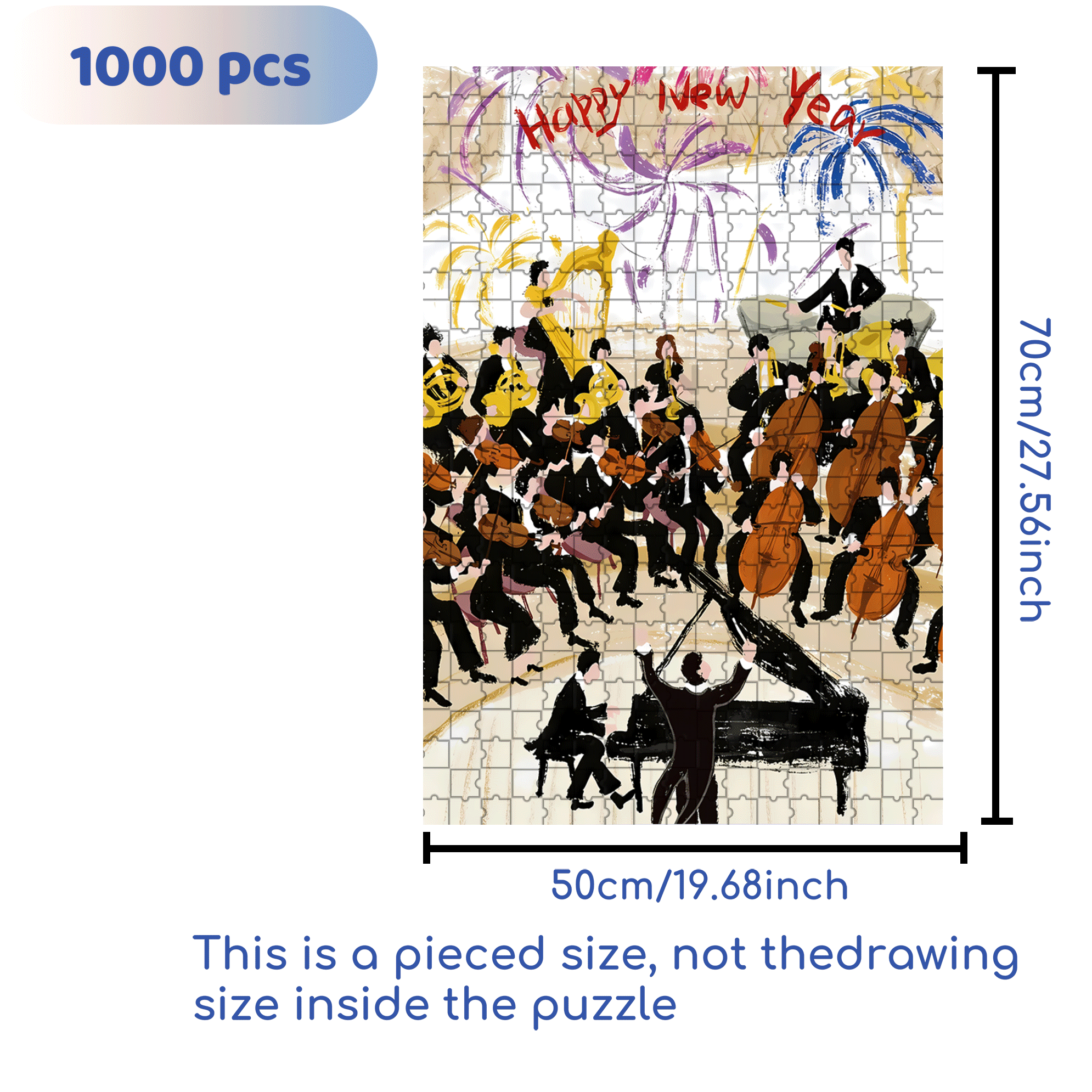 New Year's Concert 500pcs/1000pcs Jigsaw Puzzle, Scratch-Resistant, Interactive Family Game & Brain-Boosting DIY Decor, Perfect for Halloween, Christmas & New Year Gifts, Family Puzzle Game