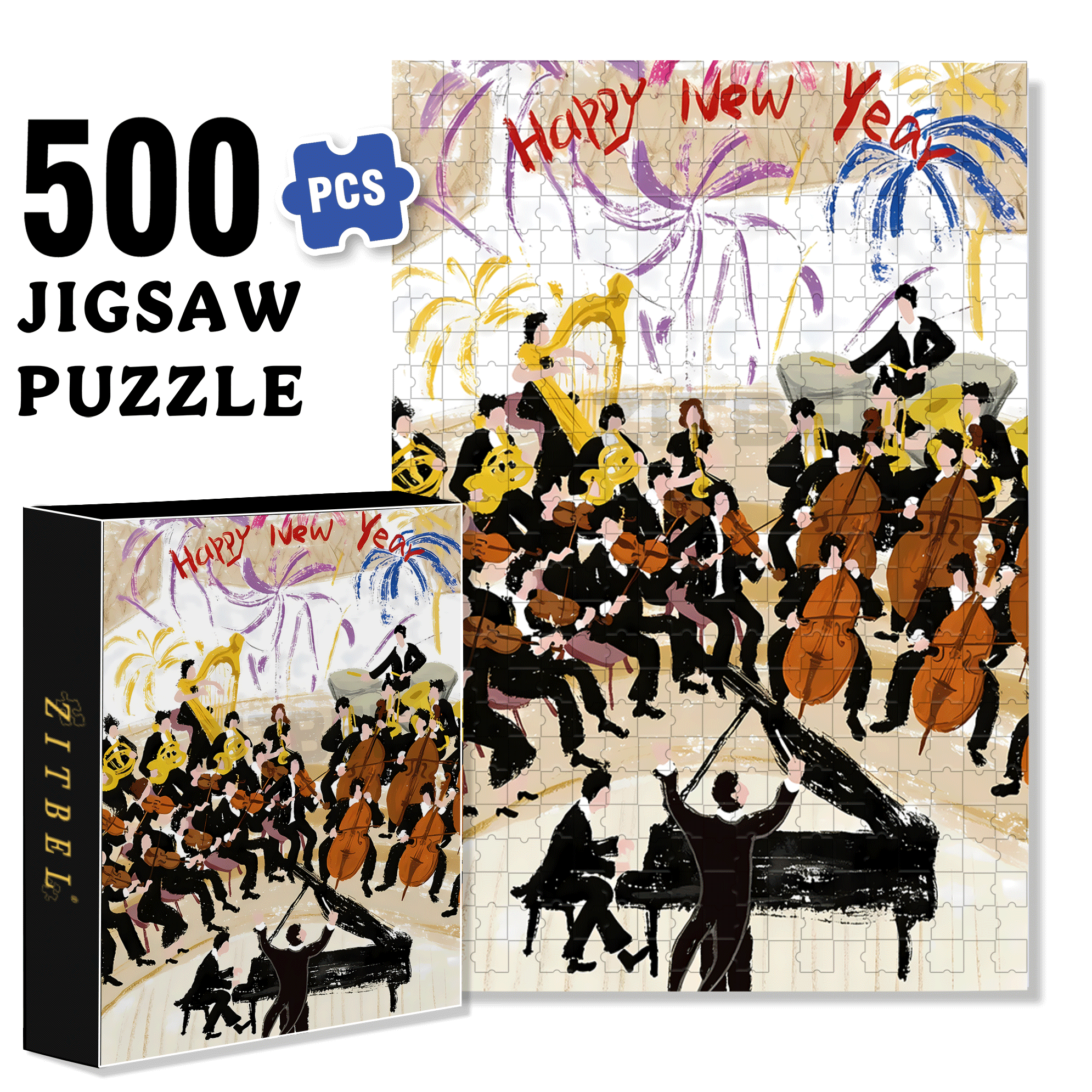 New Year's Concert 500pcs/1000pcs Jigsaw Puzzle, Scratch-Resistant, Interactive Family Game & Brain-Boosting DIY Decor, Perfect for Halloween, Christmas & New Year Gifts, Family Puzzle Game