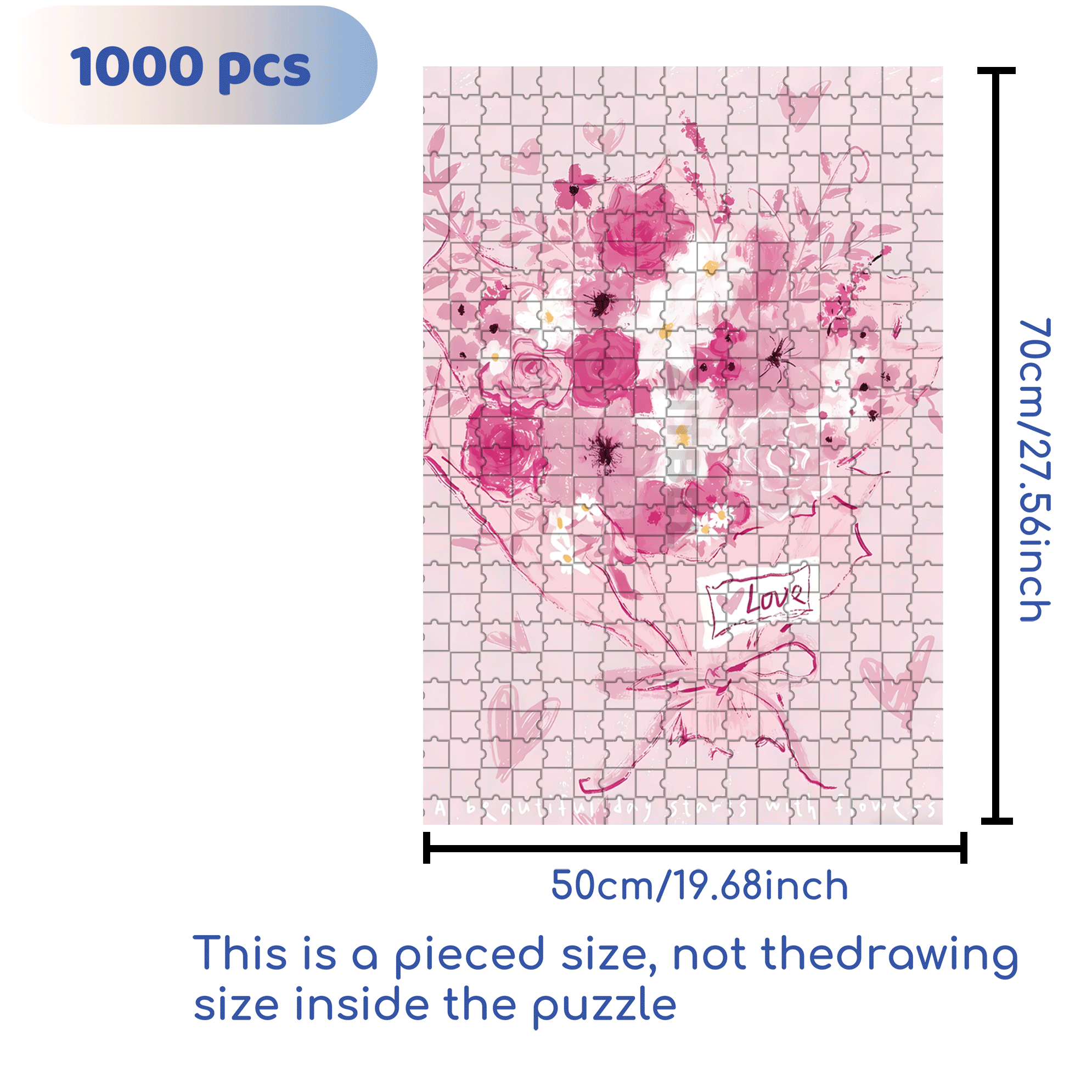 Pink Pink 500pcs/1000pcs Jigsaw Puzzle, Scratch-Resistant, Interactive Family Game & Brain-Boosting DIY Decor, Perfect for Halloween, Christmas & New Year Gifts, Family Puzzle Game