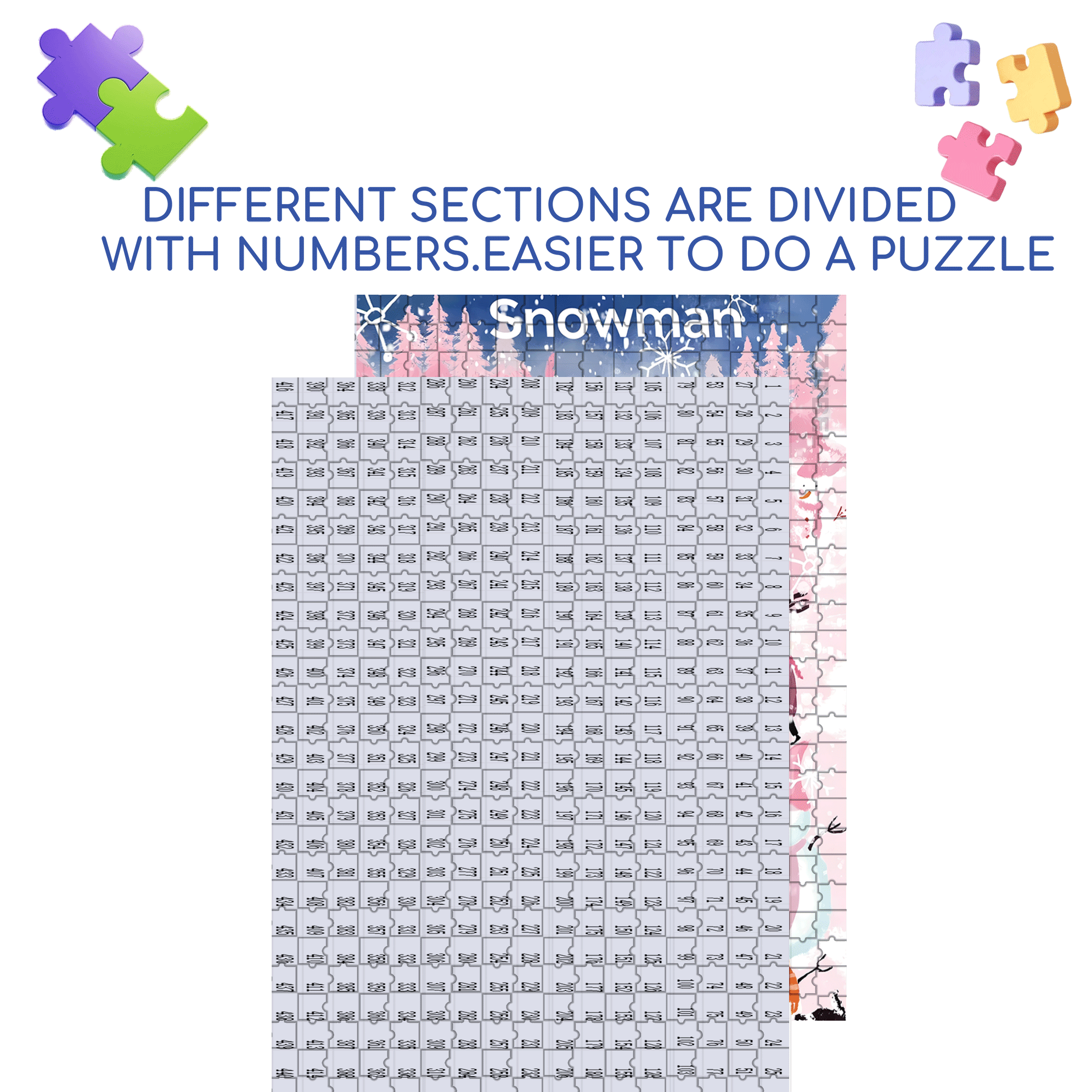 Pink Snowman 500pcs/1000pcs Jigsaw Puzzle, Scratch-Resistant, Interactive Family Game & Brain-Boosting DIY Decor, Perfect for Halloween, Christmas & New Year Gifts, Family Puzzle Game
