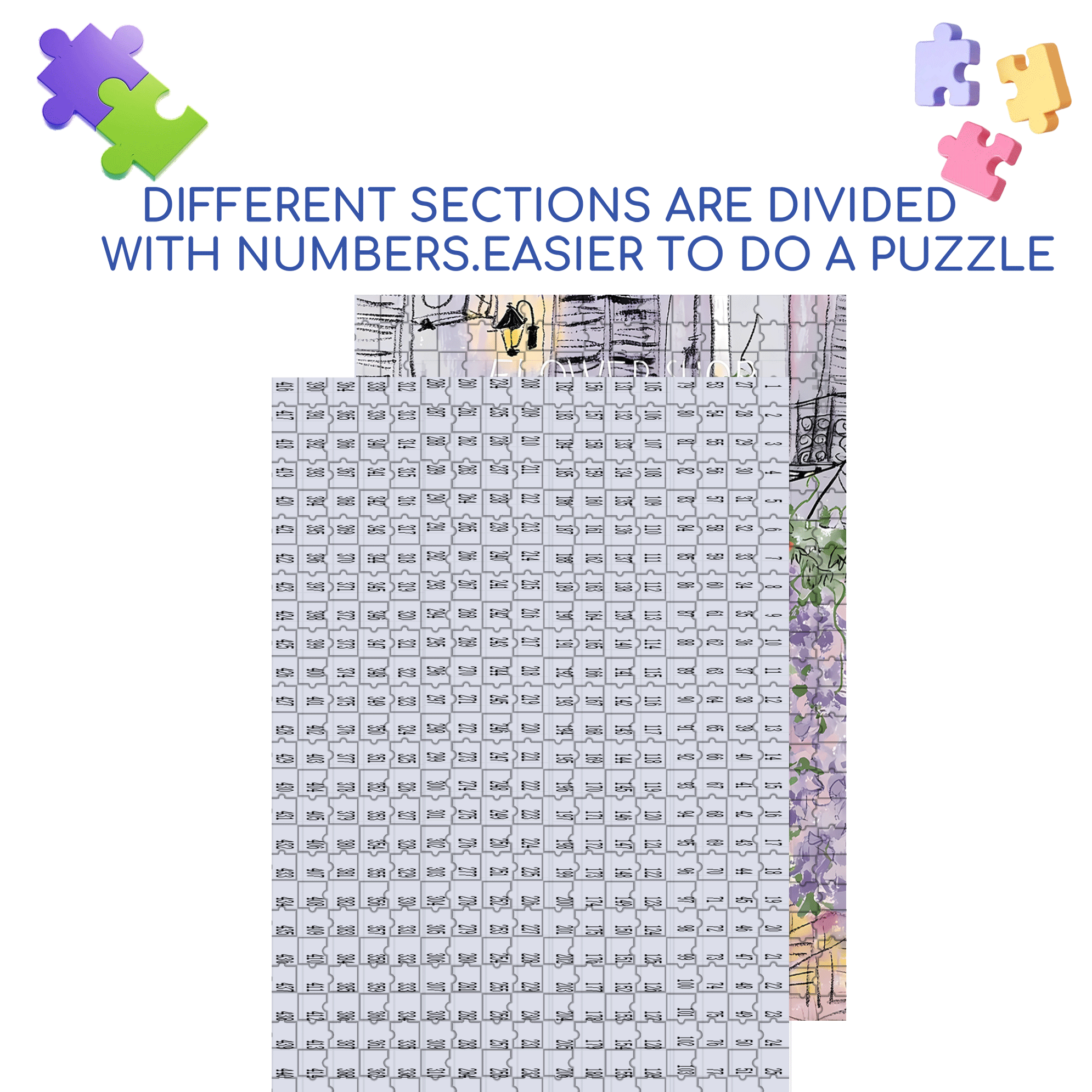 Purple Street Corner Flower Shop 500pcs/1000pcs Jigsaw Puzzle, Scratch-Resistant, Interactive Family Game & Brain-Boosting DIY Decor, Perfect for Halloween, Christmas & New Year Gifts, Family Puzzle Game