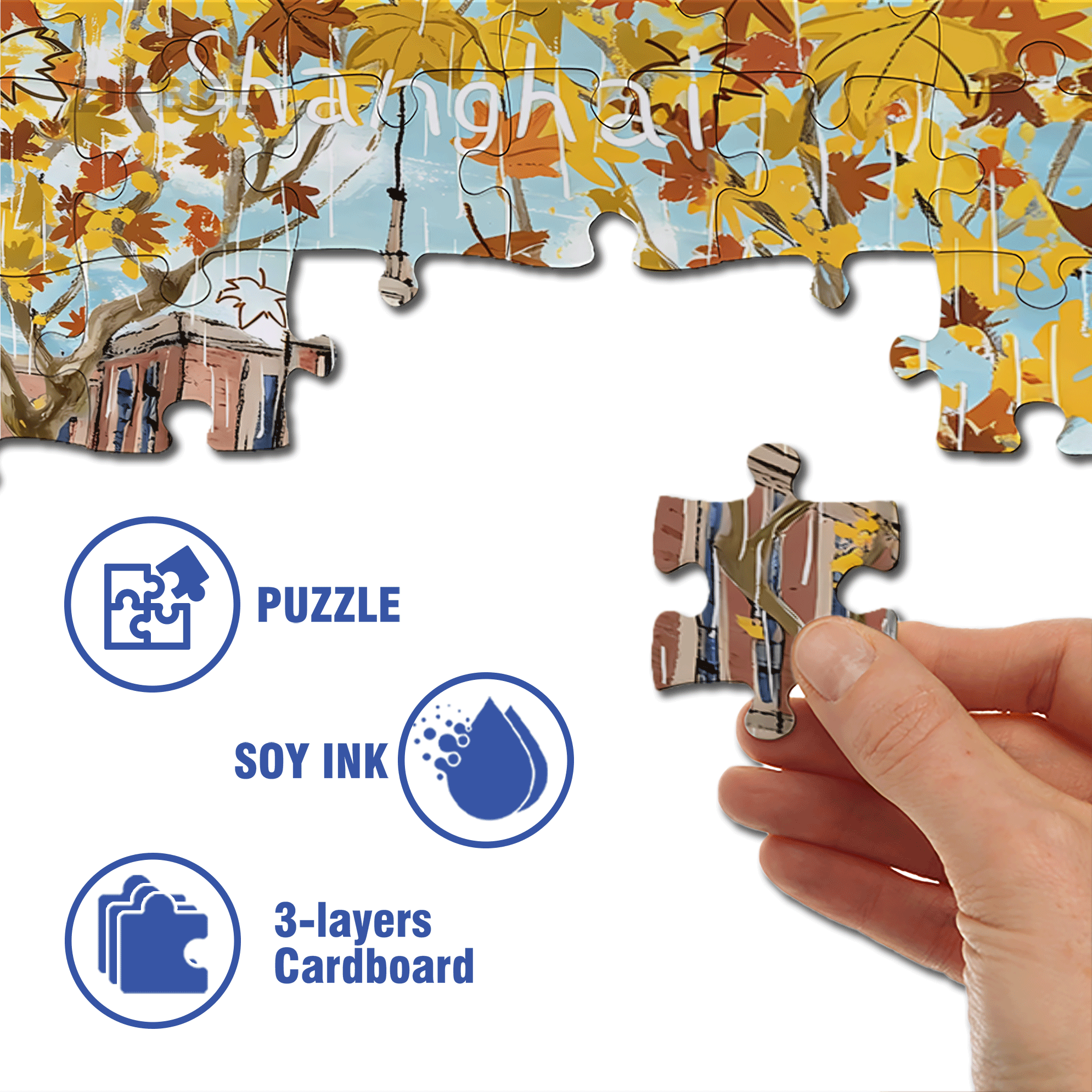 Rainy Days In Shanghai 500pcs/1000pcs Jigsaw Puzzle, Scratch-Resistant, Interactive Family Game & Brain-Boosting DIY Decor, Perfect for Halloween, Christmas & New Year Gifts, Family Puzzle Game