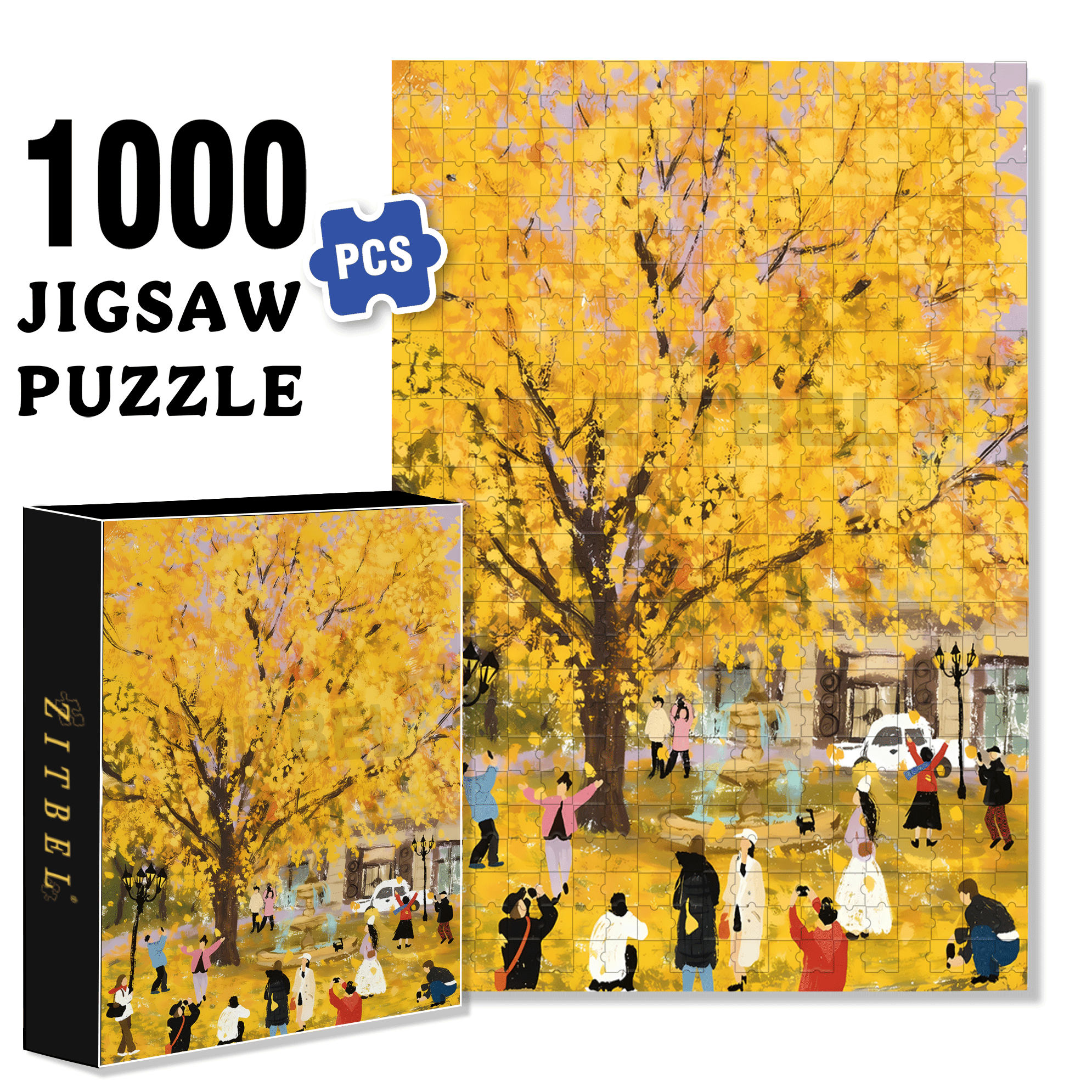 Romantic Ginkgo Biloba 500pcs/1000pcs Jigsaw Puzzle, Scratch-Resistant, Interactive Family Game & Brain-Boosting DIY Decor, Perfect for Halloween, Christmas & New Year Gifts, Family Puzzle Game