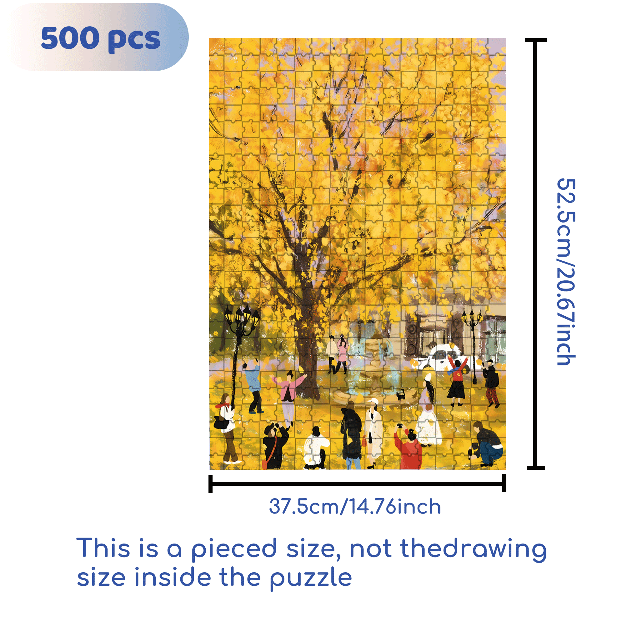 Romantic Ginkgo Biloba 500pcs/1000pcs Jigsaw Puzzle, Scratch-Resistant, Interactive Family Game & Brain-Boosting DIY Decor, Perfect for Halloween, Christmas & New Year Gifts, Family Puzzle Game