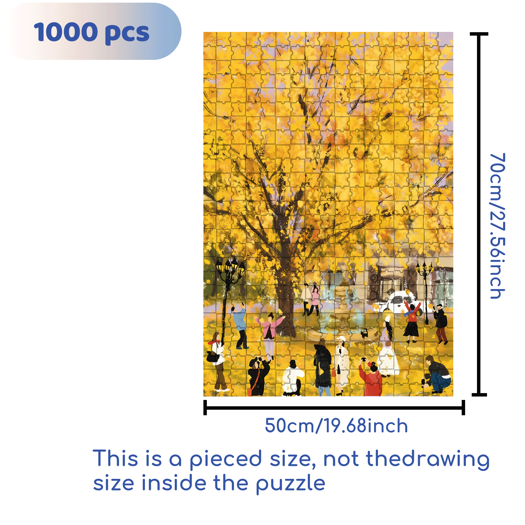 Romantic Ginkgo Biloba 500pcs/1000pcs Jigsaw Puzzle, Scratch-Resistant, Interactive Family Game & Brain-Boosting DIY Decor, Perfect for Halloween, Christmas & New Year Gifts, Family Puzzle Game