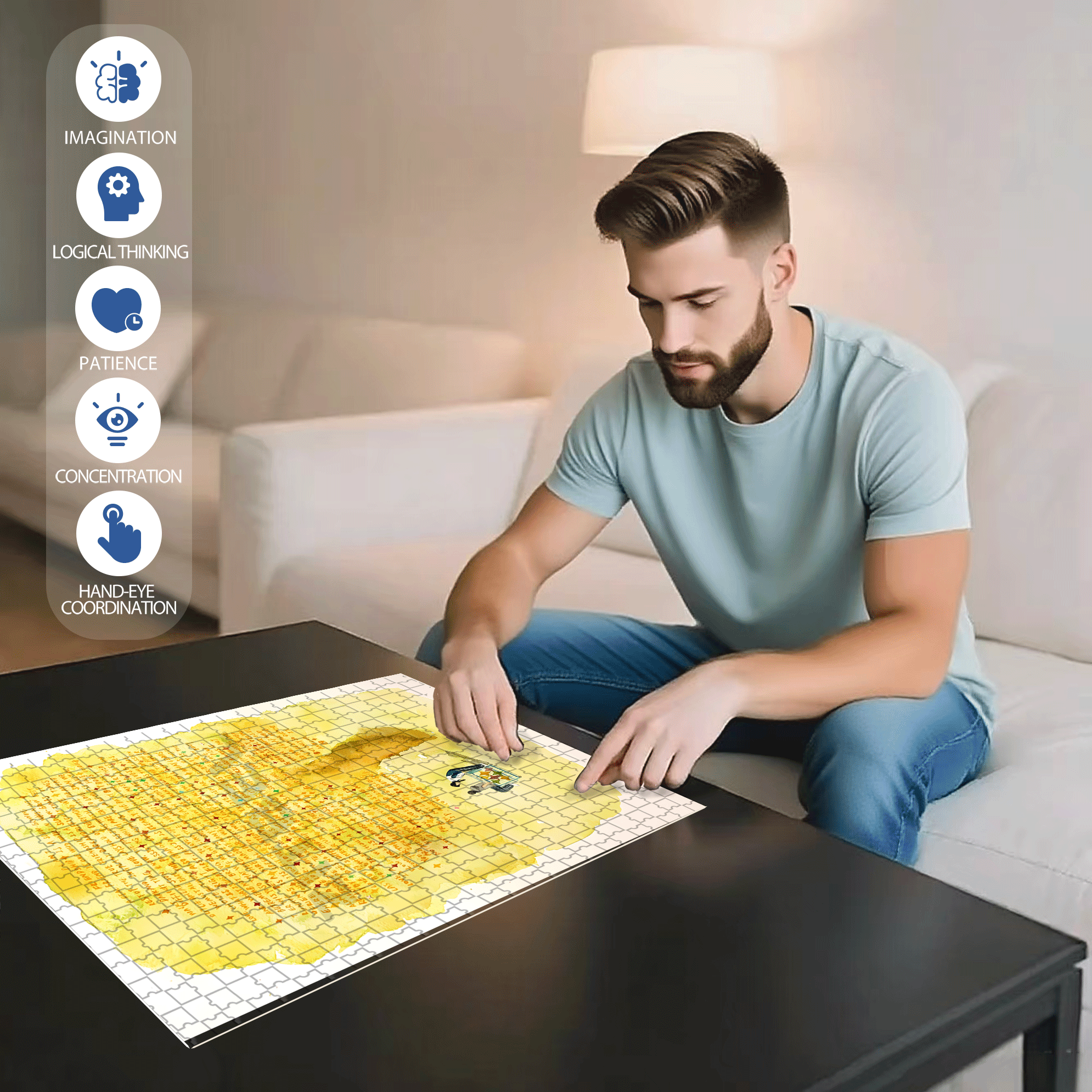 Seasonal Rotation 500pcs/1000pcs Jigsaw Puzzle, Scratch-Resistant, Interactive Family Game & Brain-Boosting DIY Decor, Perfect for Halloween, Christmas & New Year Gifts, Family Puzzle Game