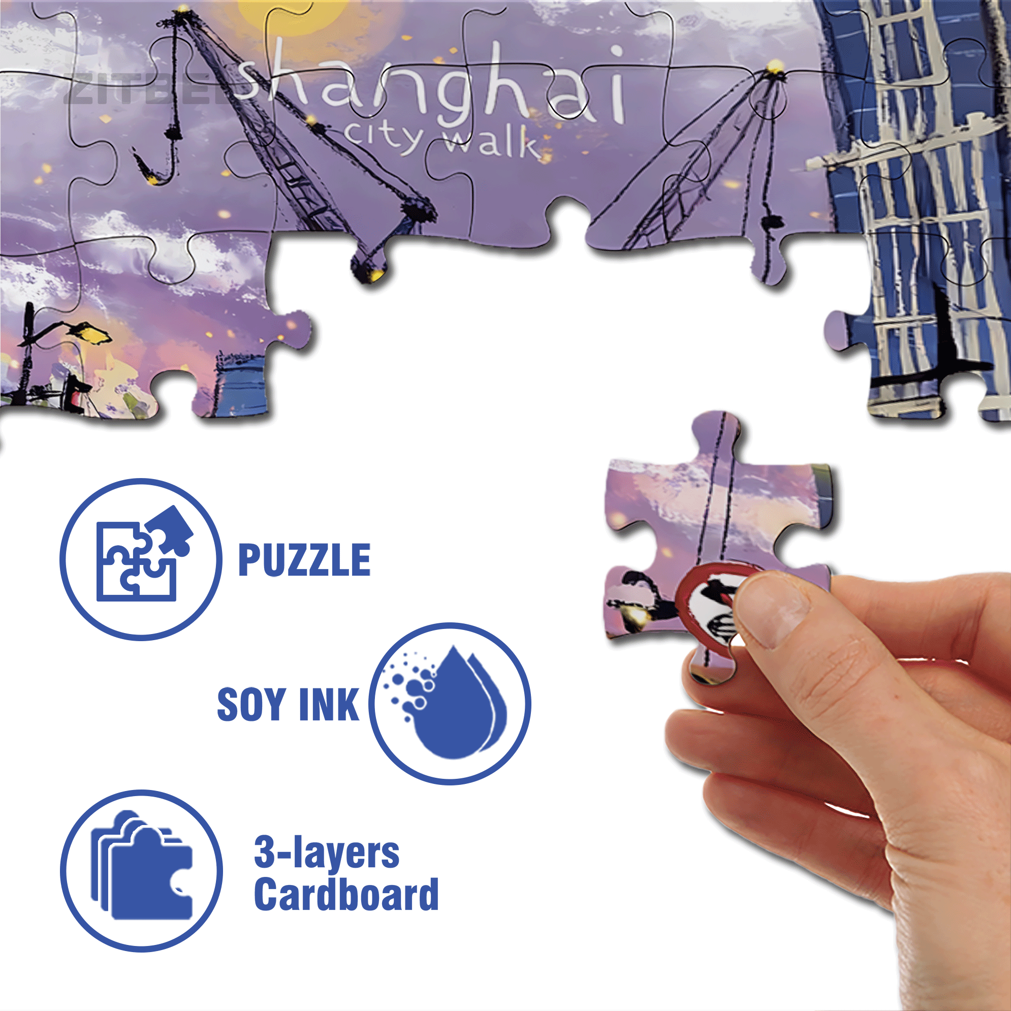 ShangHai City Walk 500pcs/1000pcs Jigsaw Puzzle, Scratch-Resistant, Interactive Family Game & Brain-Boosting DIY Decor, Perfect for Halloween, Christmas & New Year Gifts, Family Puzzle Game
