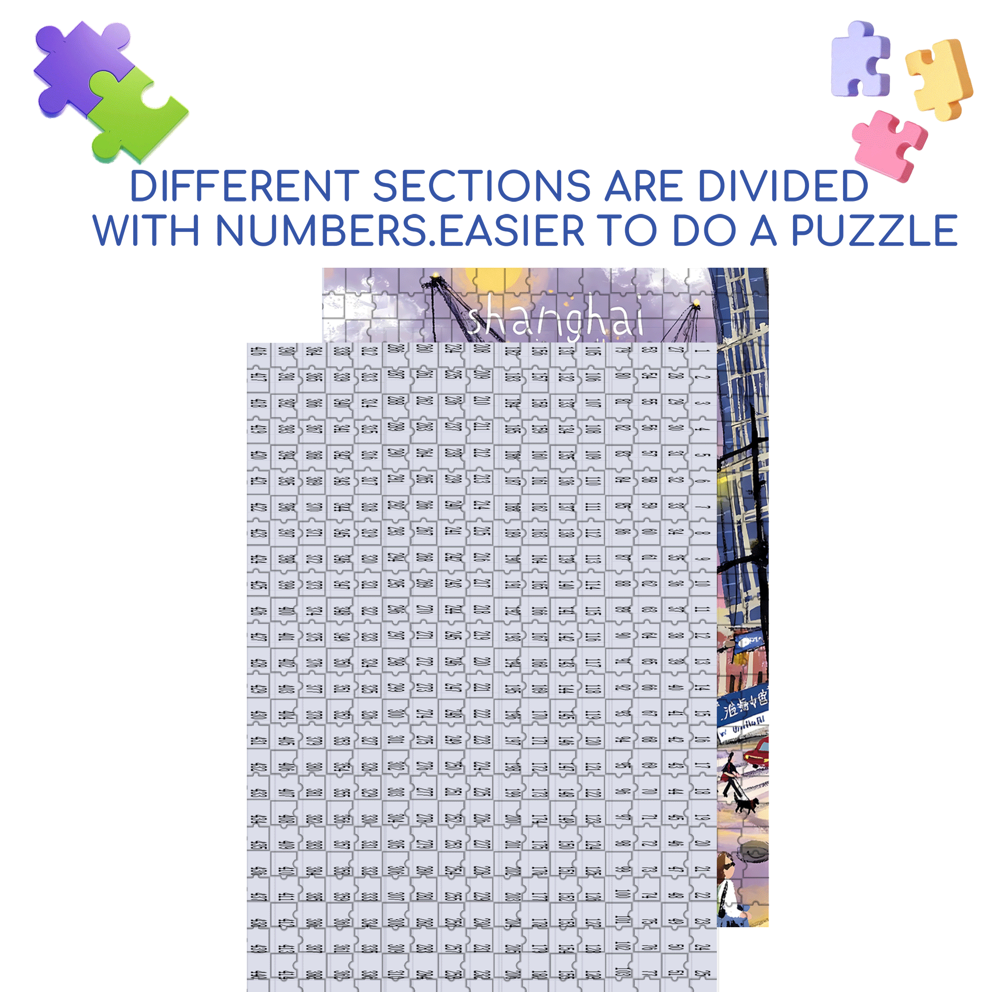 ShangHai City Walk 500pcs/1000pcs Jigsaw Puzzle, Scratch-Resistant, Interactive Family Game & Brain-Boosting DIY Decor, Perfect for Halloween, Christmas & New Year Gifts, Family Puzzle Game
