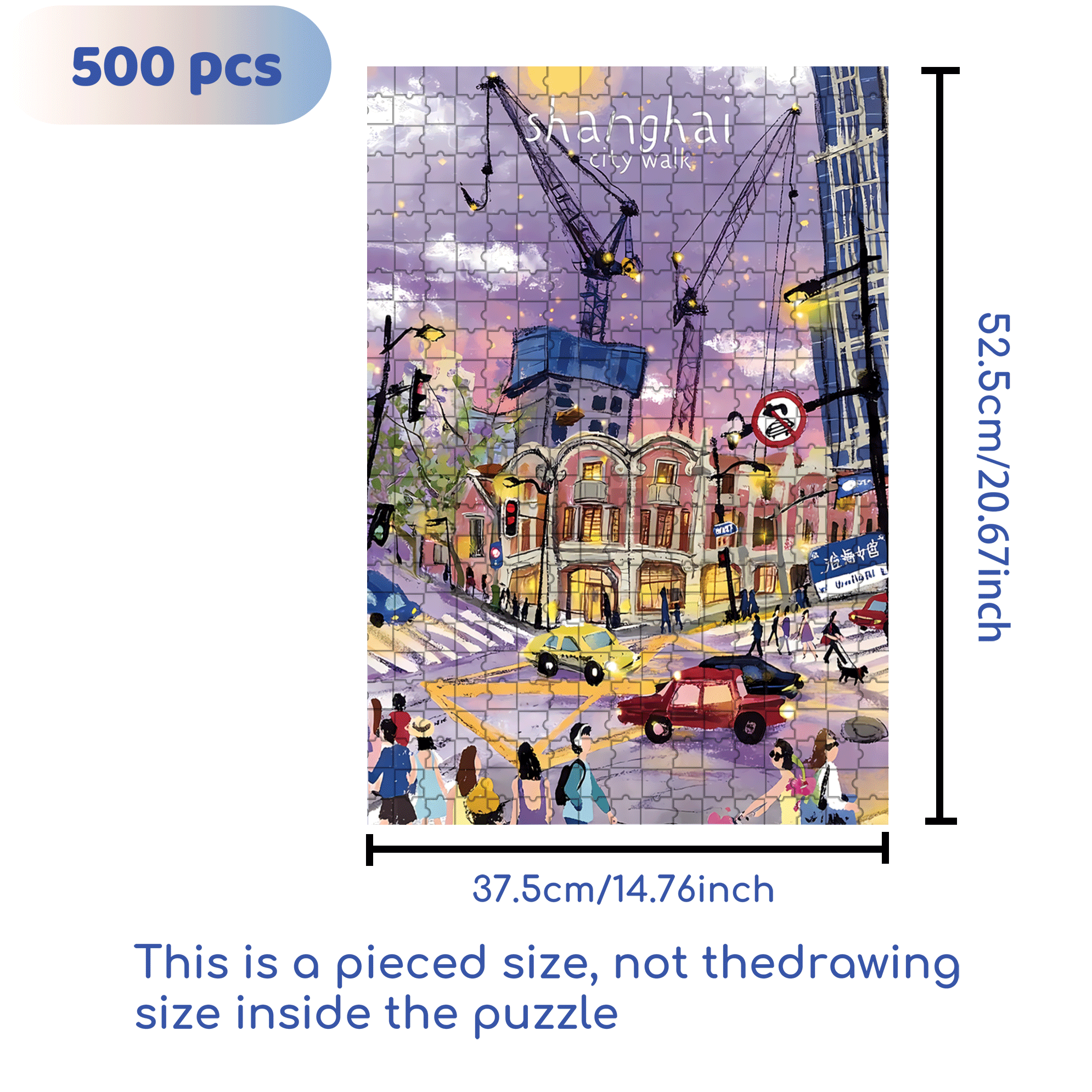 ShangHai City Walk 500pcs/1000pcs Jigsaw Puzzle, Scratch-Resistant, Interactive Family Game & Brain-Boosting DIY Decor, Perfect for Halloween, Christmas & New Year Gifts, Family Puzzle Game