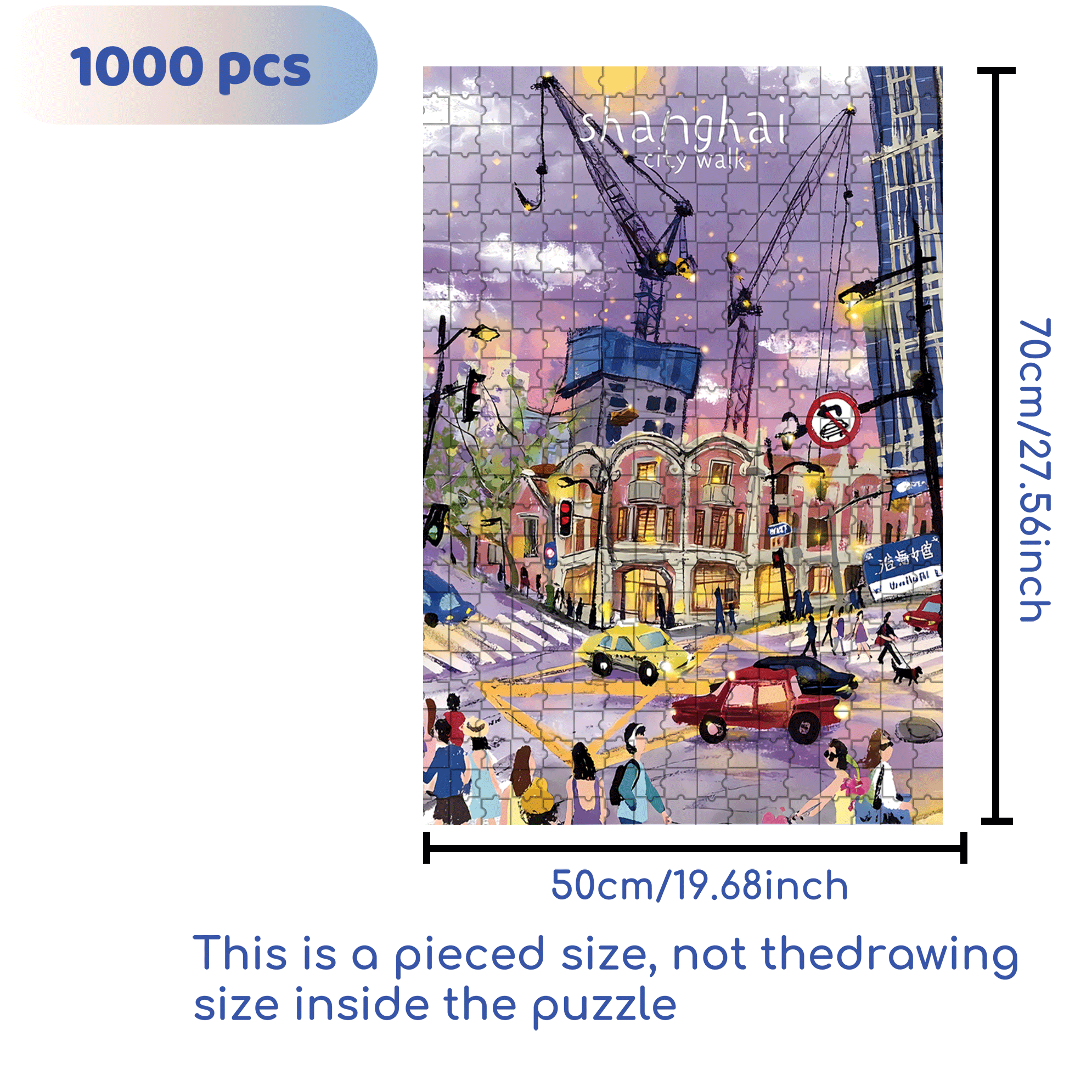 ShangHai City Walk 500pcs/1000pcs Jigsaw Puzzle, Scratch-Resistant, Interactive Family Game & Brain-Boosting DIY Decor, Perfect for Halloween, Christmas & New Year Gifts, Family Puzzle Game