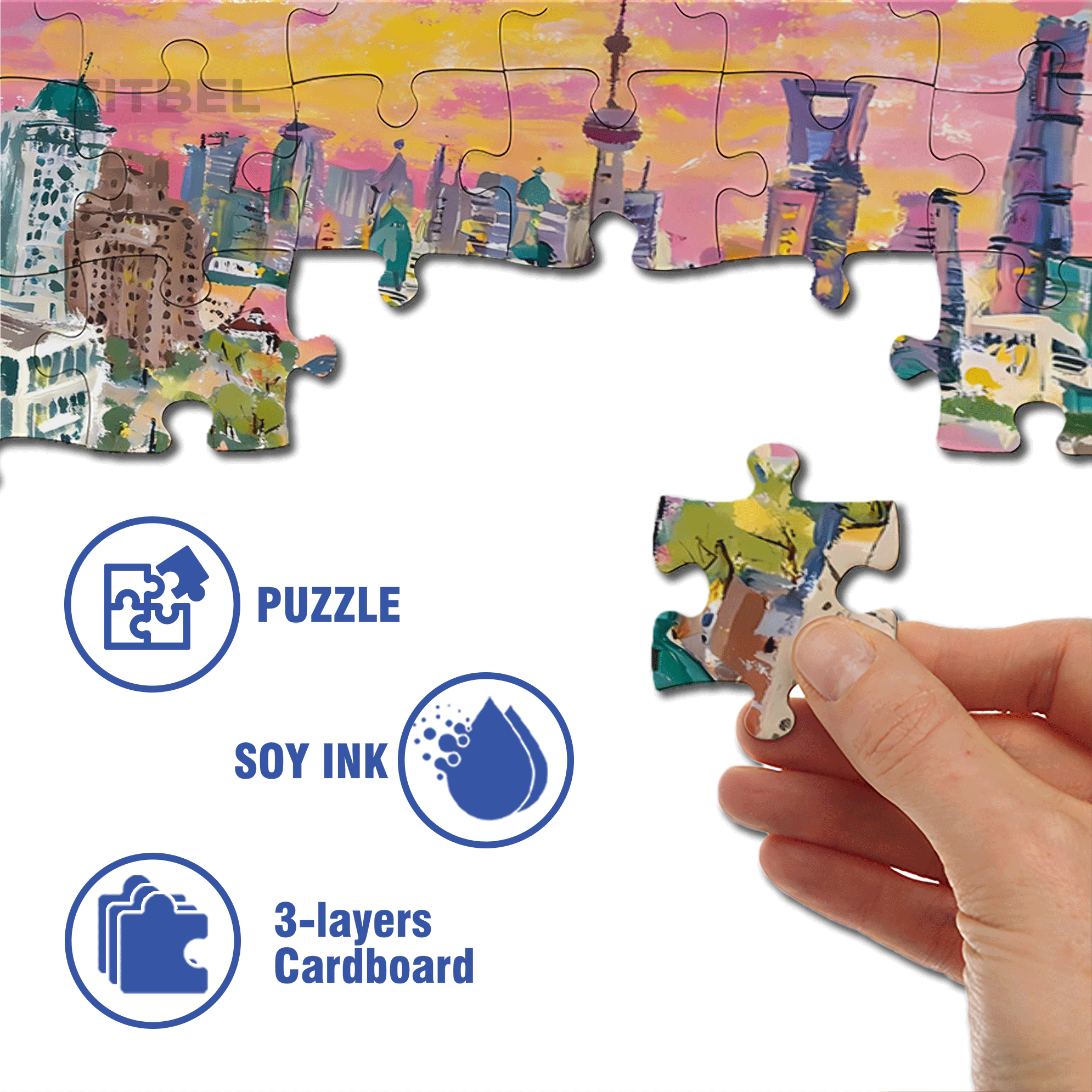 Shanghai Sunset 500pcs/1000pcs Jigsaw Puzzle, Scratch-Resistant, Interactive Family Game & Brain-Boosting DIY Decor, Perfect for Halloween, Christmas & New Year Gifts, Family Puzzle Game
