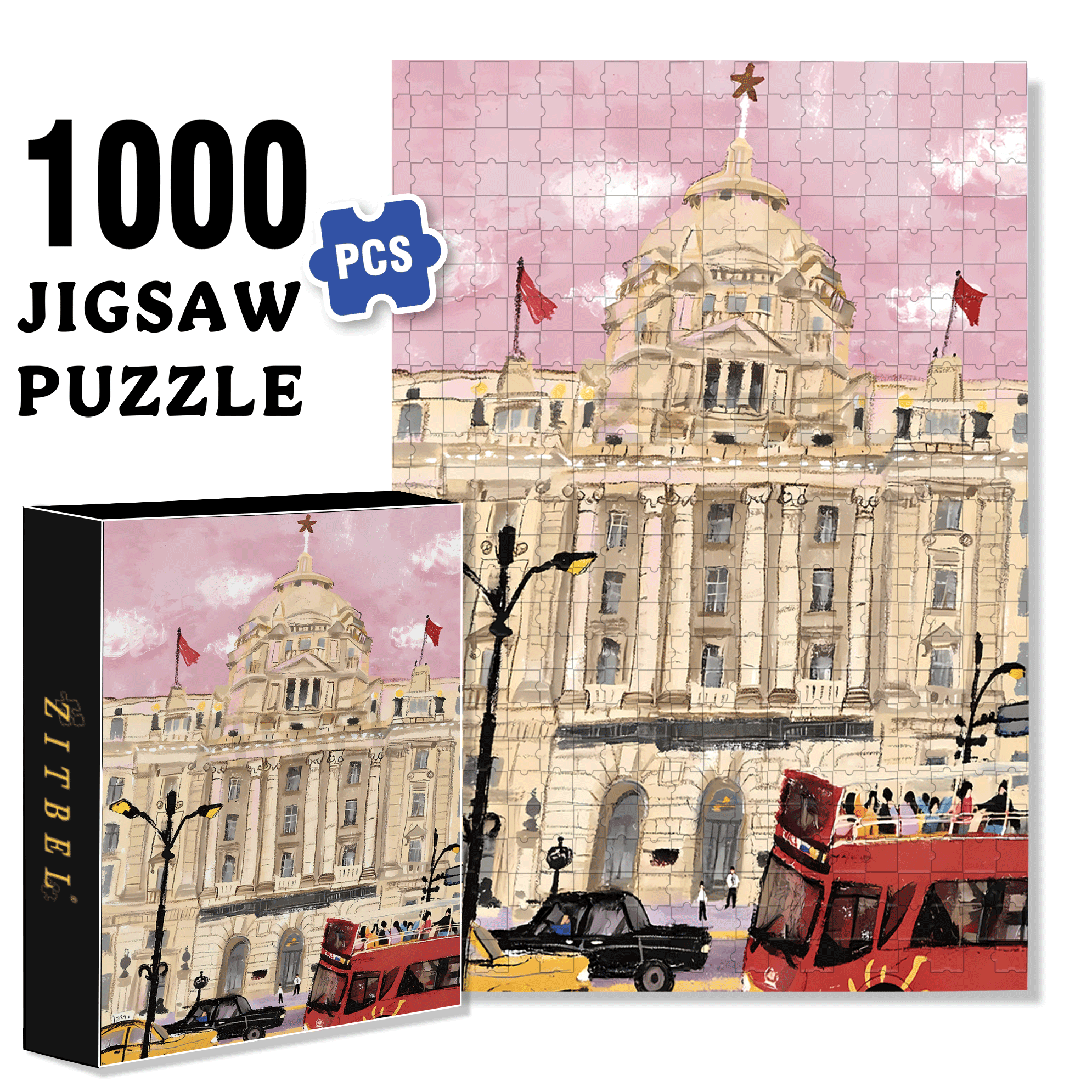 Strolling Along The Bund 500pcs/1000pcs Jigsaw Puzzle, Scratch-Resistant, Interactive Family Game & Brain-Boosting DIY Decor, Perfect for Halloween, Christmas & New Year Gifts, Family Puzzle Game