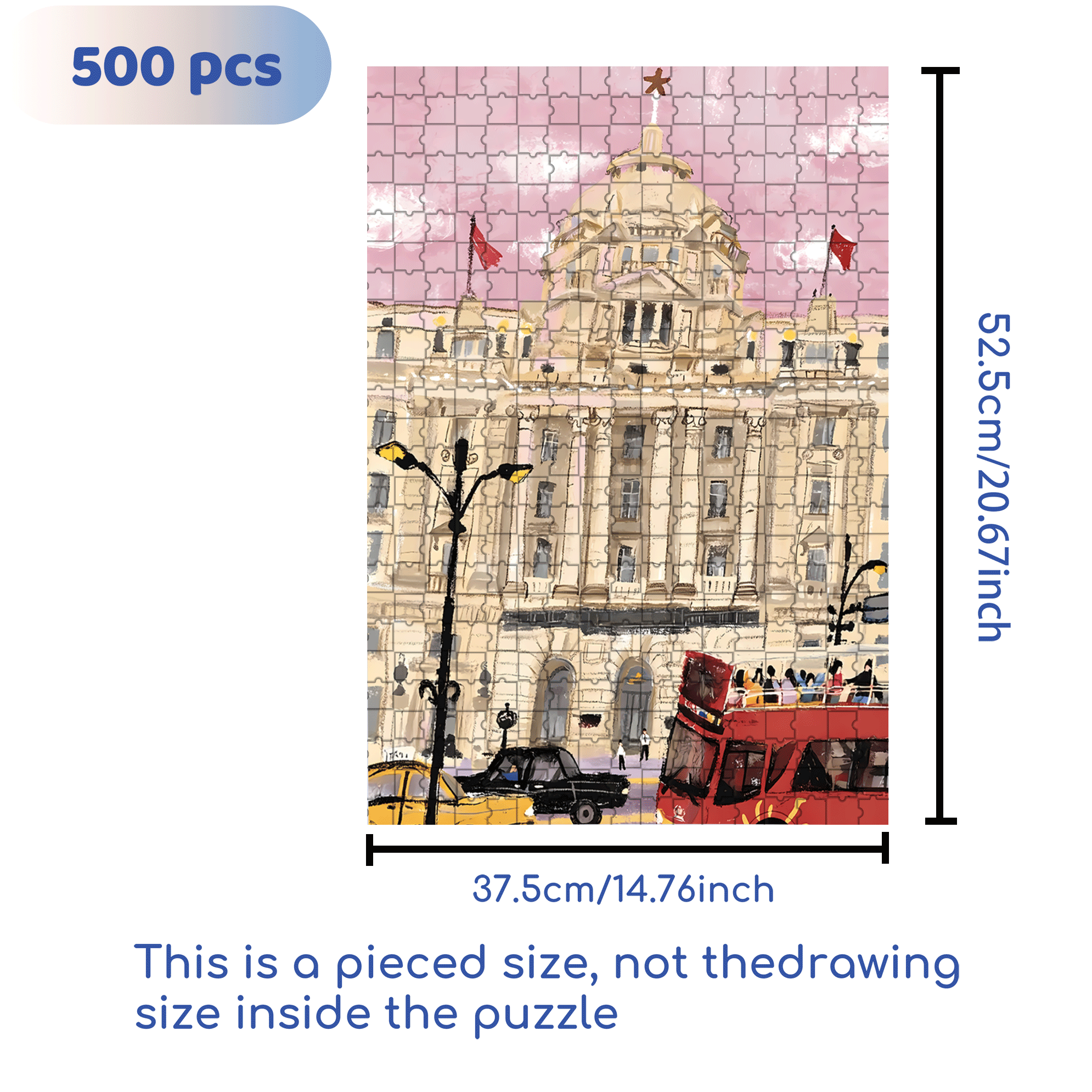 Strolling Along The Bund 500pcs/1000pcs Jigsaw Puzzle, Scratch-Resistant, Interactive Family Game & Brain-Boosting DIY Decor, Perfect for Halloween, Christmas & New Year Gifts, Family Puzzle Game