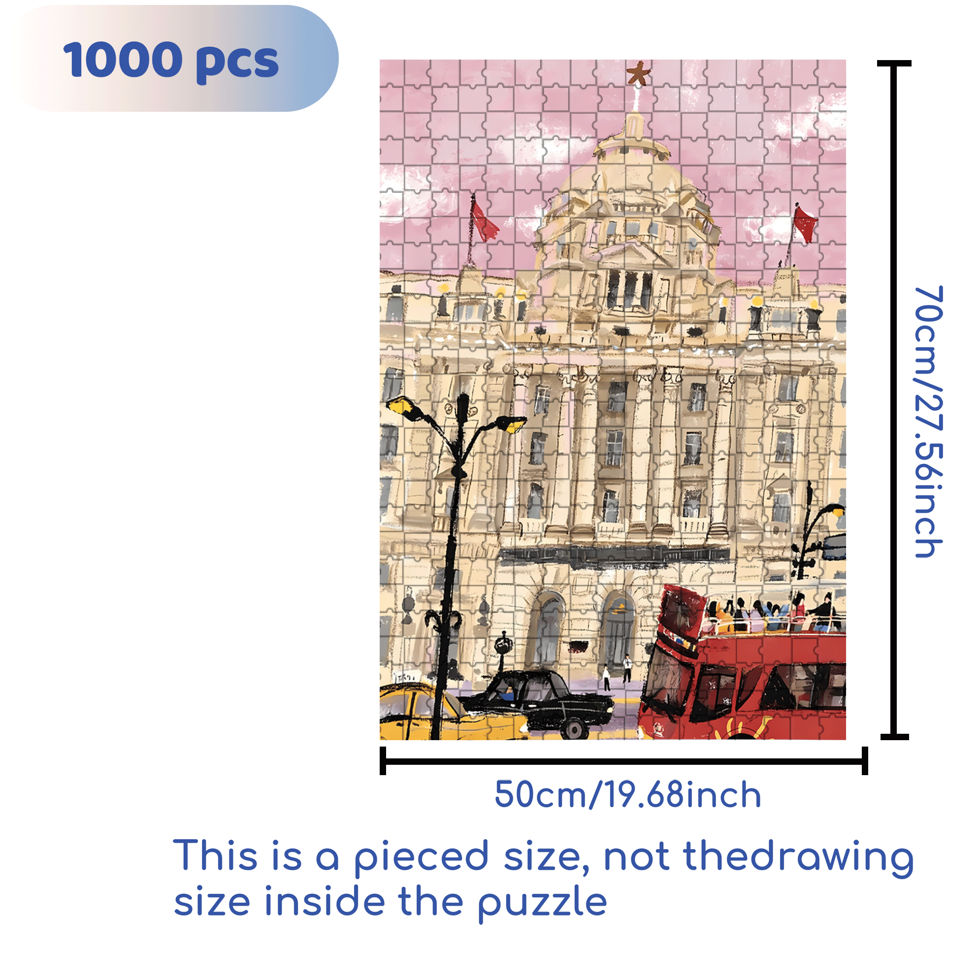 Strolling Along The Bund 500pcs/1000pcs Jigsaw Puzzle, Scratch-Resistant, Interactive Family Game & Brain-Boosting DIY Decor, Perfect for Halloween, Christmas & New Year Gifts, Family Puzzle Game
