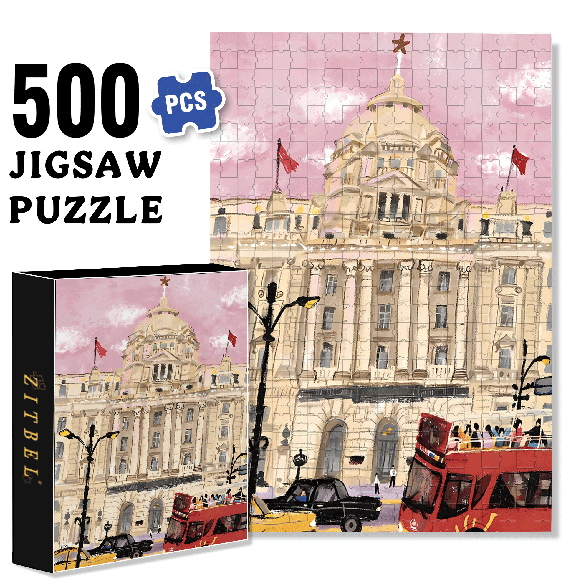 Strolling Along The Bund 500pcs/1000pcs Jigsaw Puzzle, Scratch-Resistant, Interactive Family Game & Brain-Boosting DIY Decor, Perfect for Halloween, Christmas & New Year Gifts, Family Puzzle Game