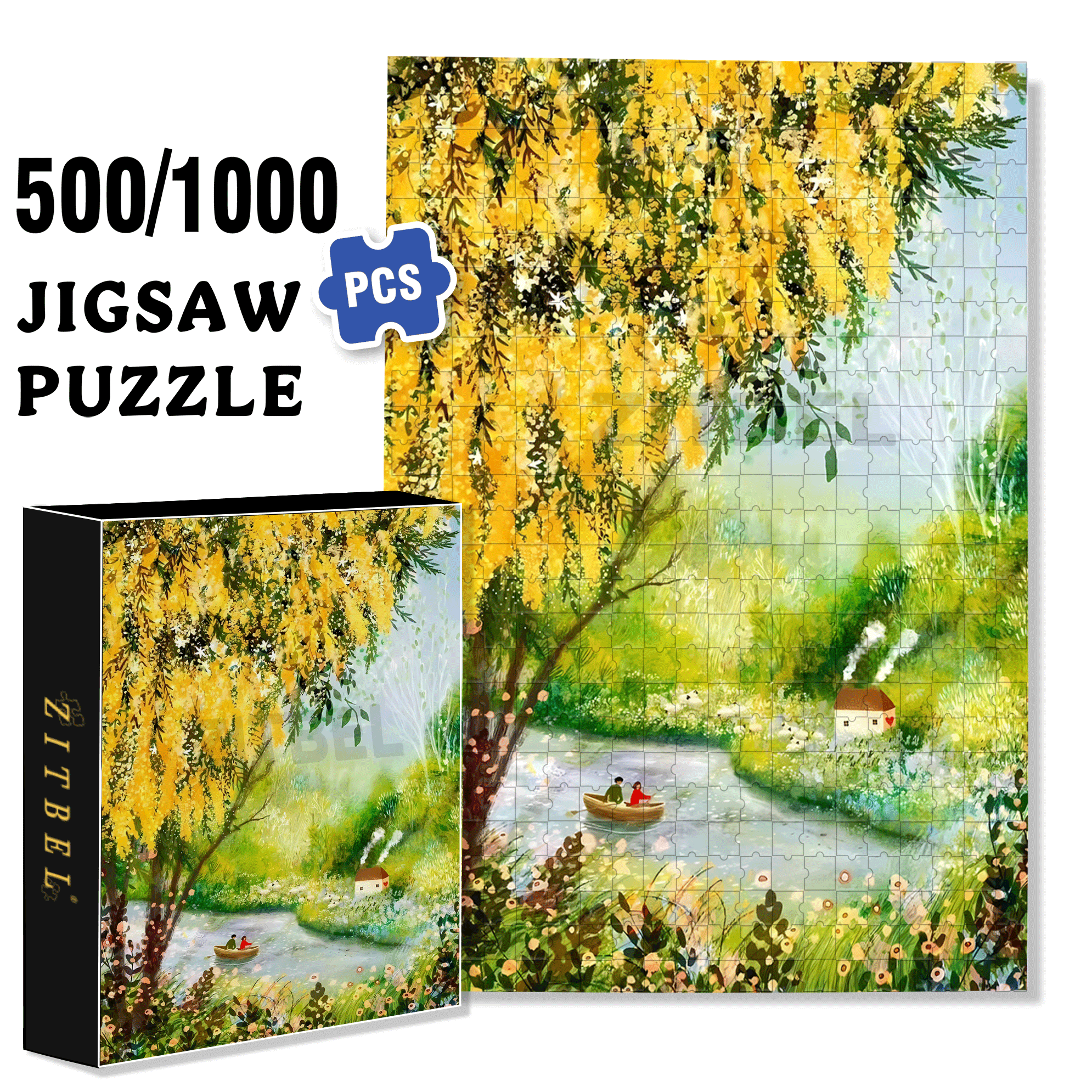 The Little Boat of Love 500pcs/1000pcs Jigsaw Puzzle, Scratch-Resistant, Interactive Family Game & Brain-Boosting DIY Decor, Perfect for Halloween, Christmas & New Year Gifts, Family Puzzle Game