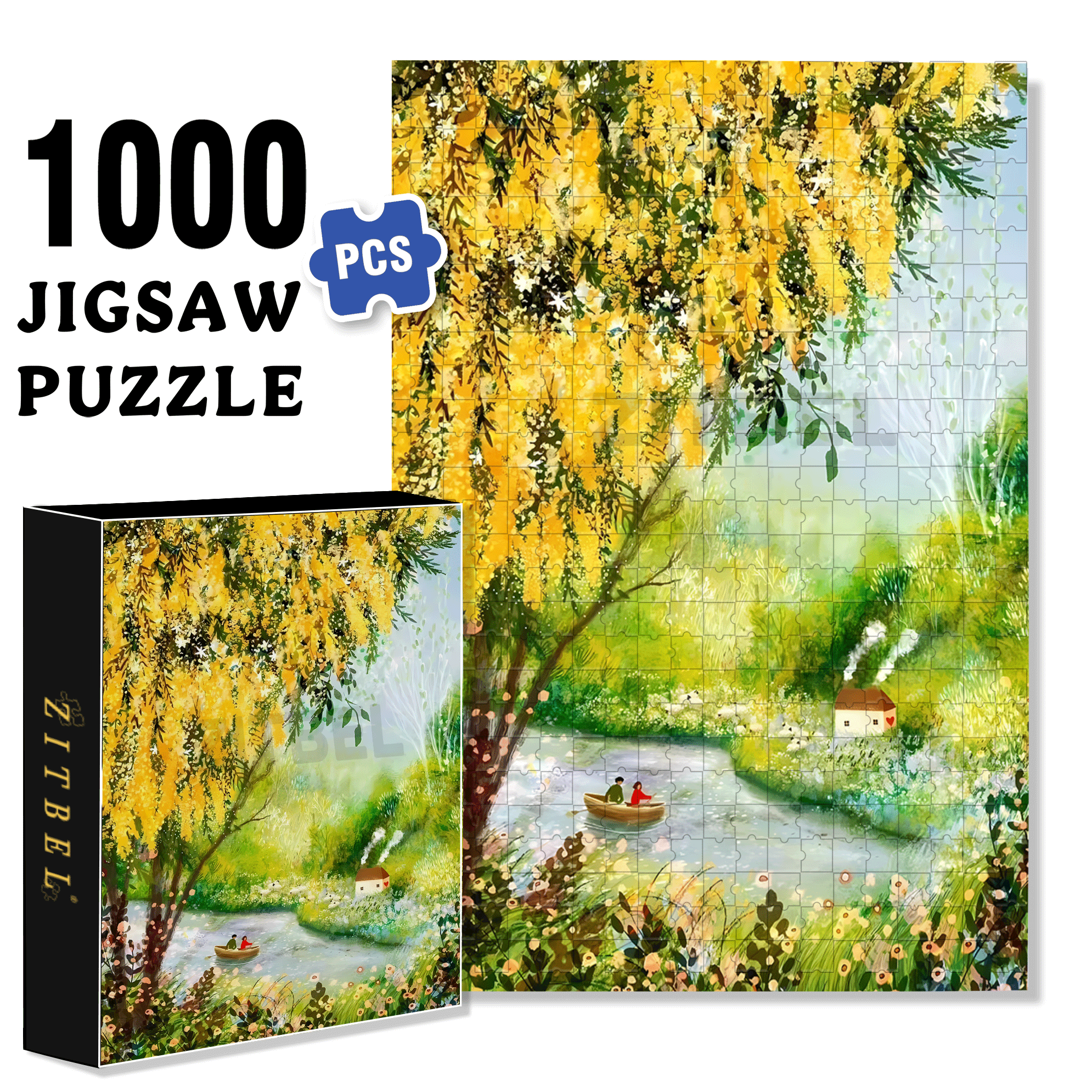 The Little Boat of Love 500pcs/1000pcs Jigsaw Puzzle, Scratch-Resistant, Interactive Family Game & Brain-Boosting DIY Decor, Perfect for Halloween, Christmas & New Year Gifts, Family Puzzle Game
