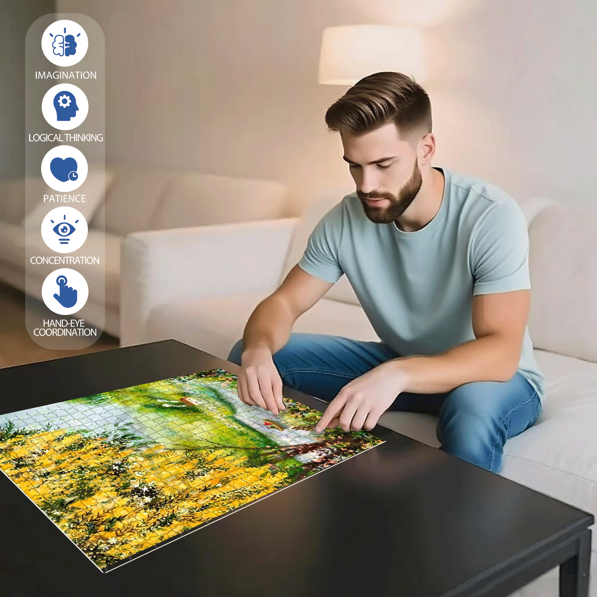 The Little Boat of Love 500pcs/1000pcs Jigsaw Puzzle, Scratch-Resistant, Interactive Family Game & Brain-Boosting DIY Decor, Perfect for Halloween, Christmas & New Year Gifts, Family Puzzle Game