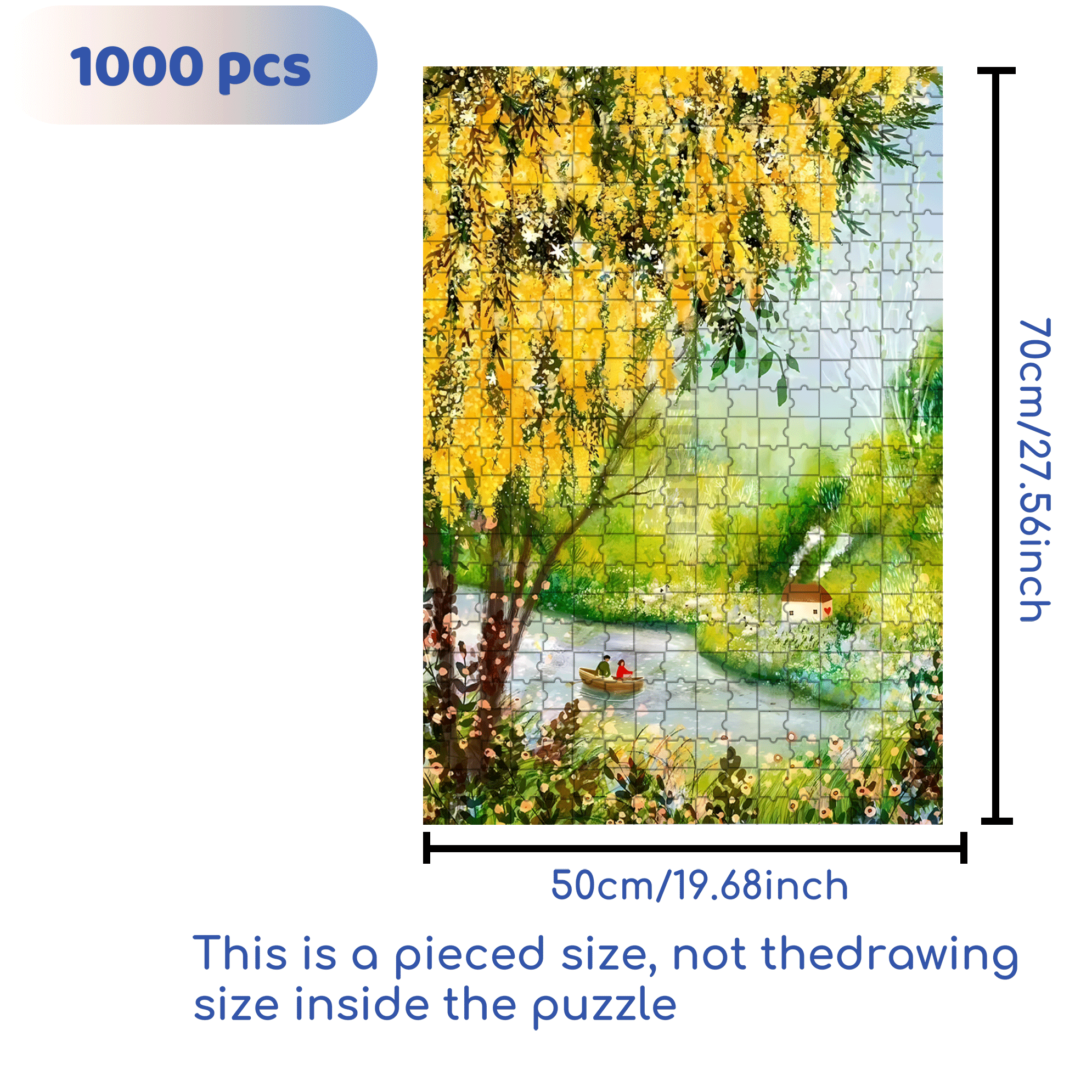 The Little Boat of Love 500pcs/1000pcs Jigsaw Puzzle, Scratch-Resistant, Interactive Family Game & Brain-Boosting DIY Decor, Perfect for Halloween, Christmas & New Year Gifts, Family Puzzle Game
