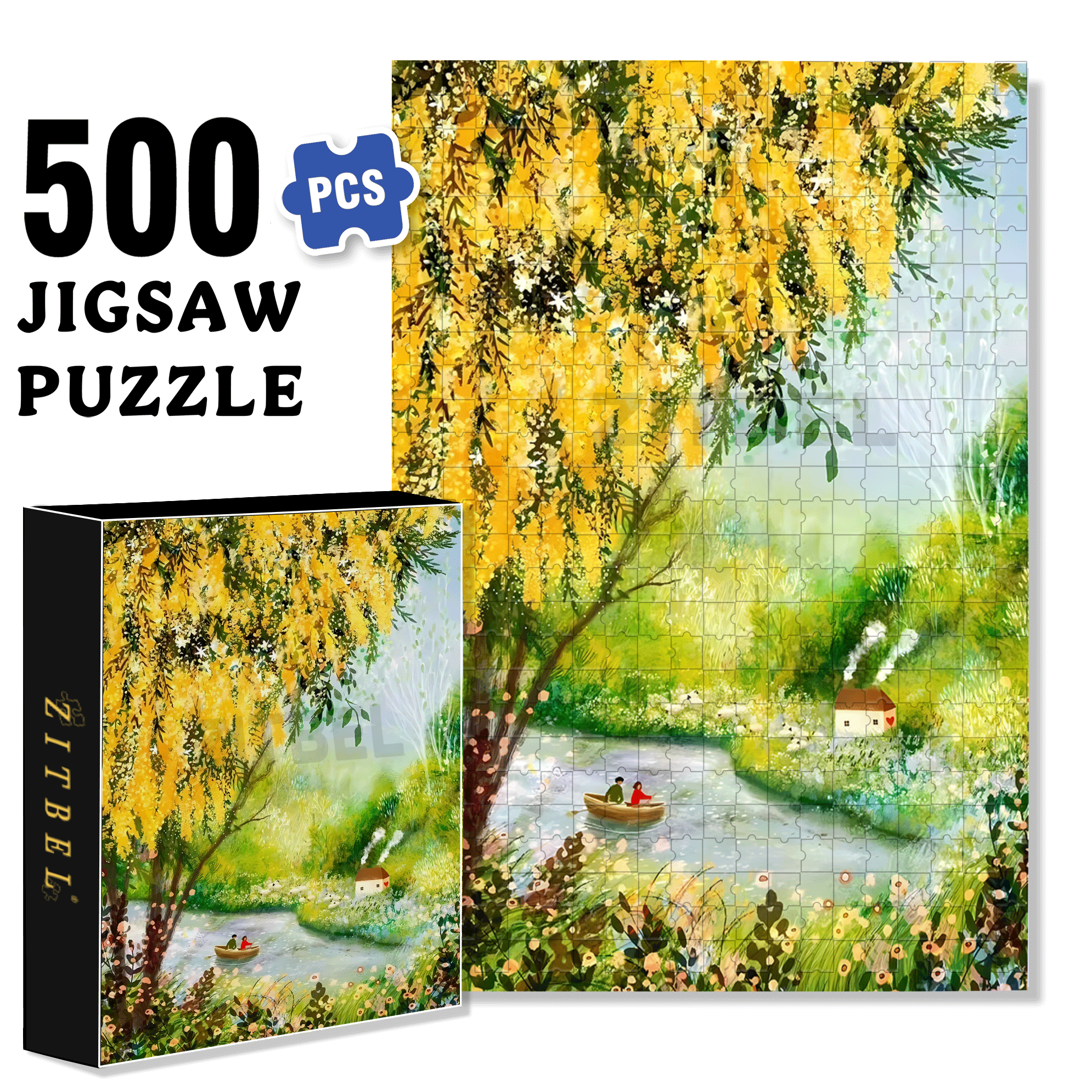 The Little Boat of Love 500pcs/1000pcs Jigsaw Puzzle, Scratch-Resistant, Interactive Family Game & Brain-Boosting DIY Decor, Perfect for Halloween, Christmas & New Year Gifts, Family Puzzle Game