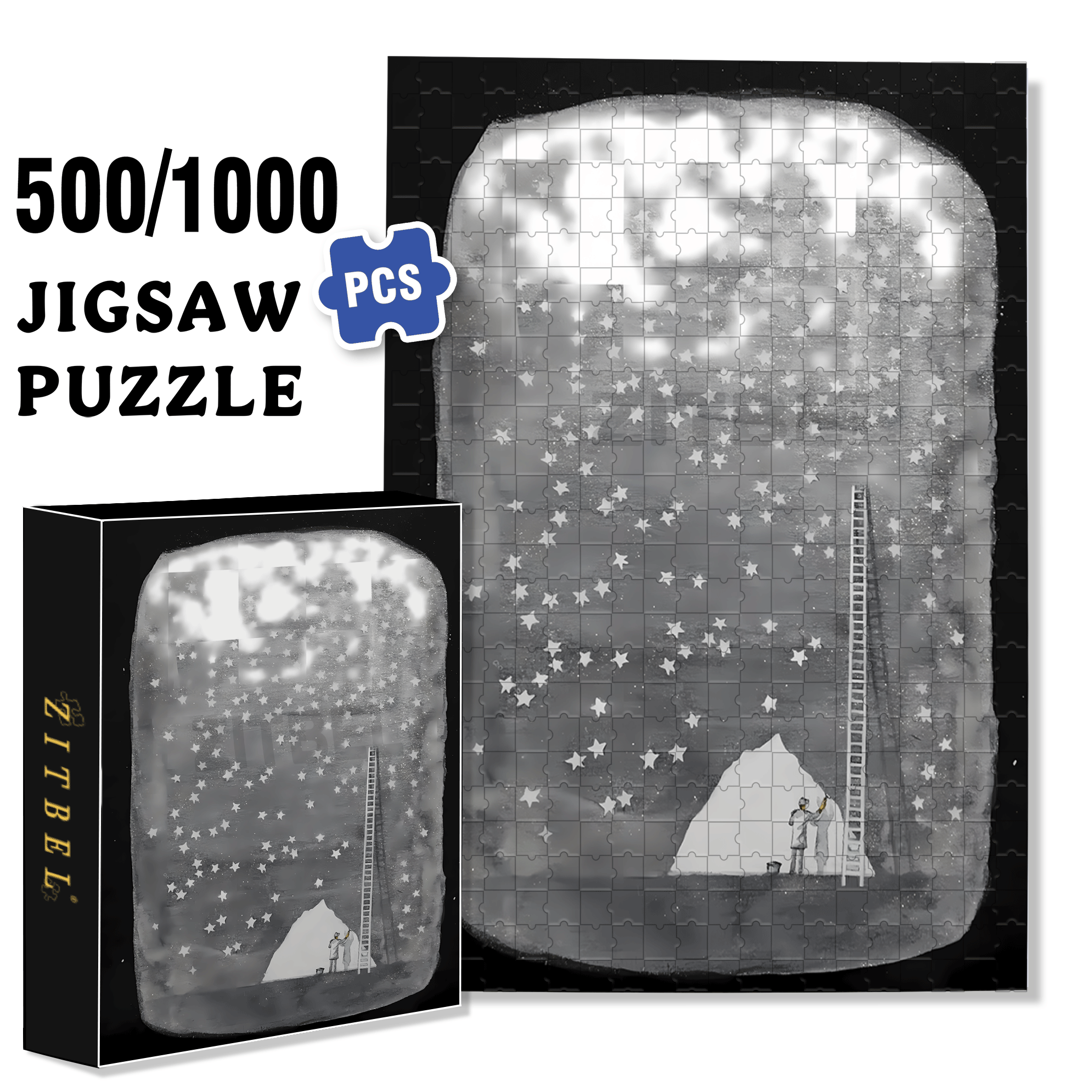 The Person Who Draws Stars 500pcs/1000pcs Jigsaw Puzzle, Scratch-Resistant, Interactive Family Game & Brain-Boosting DIY Decor, Perfect for Halloween, Christmas & New Year Gifts, Family Puzzle Game