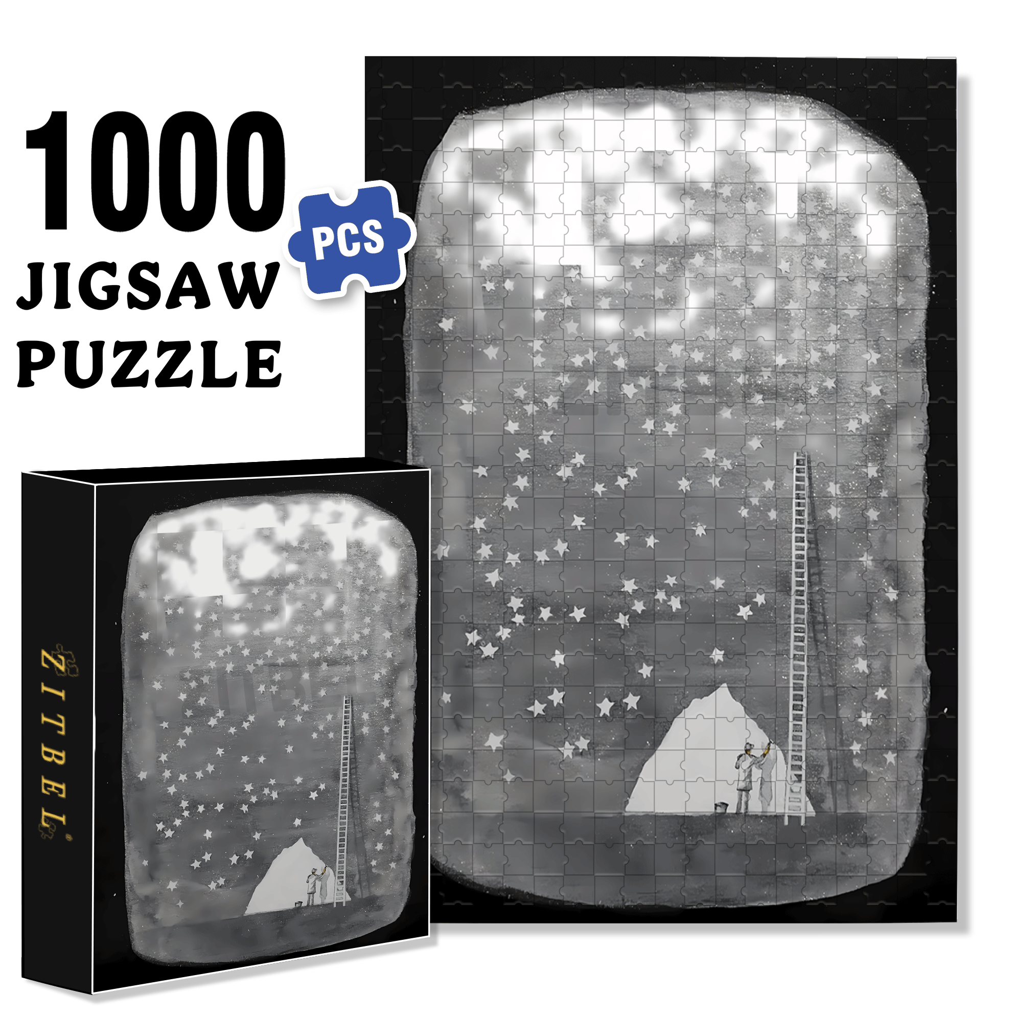 The Person Who Draws Stars 500pcs/1000pcs Jigsaw Puzzle, Scratch-Resistant, Interactive Family Game & Brain-Boosting DIY Decor, Perfect for Halloween, Christmas & New Year Gifts, Family Puzzle Game