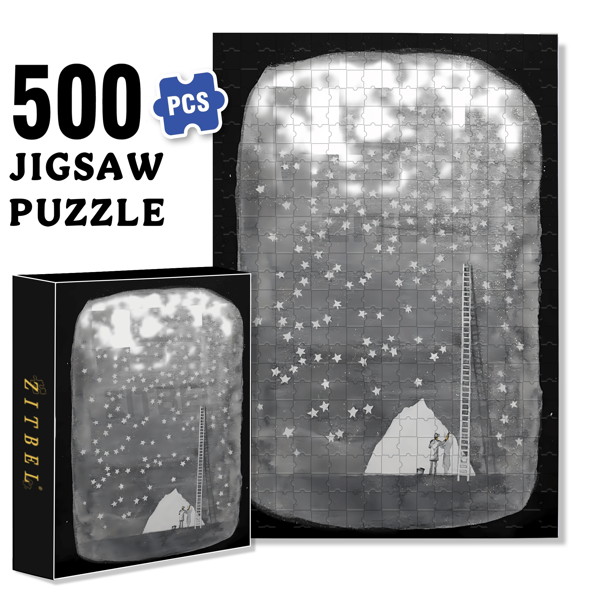 The Person Who Draws Stars 500pcs/1000pcs Jigsaw Puzzle, Scratch-Resistant, Interactive Family Game & Brain-Boosting DIY Decor, Perfect for Halloween, Christmas & New Year Gifts, Family Puzzle Game