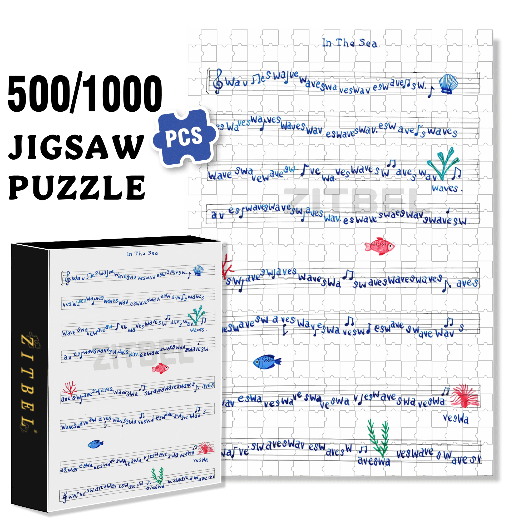The Symphony of the Sea 500pcs/1000pcs Jigsaw Puzzle, Scratch-Resistant, Interactive Family Game & Brain-Boosting DIY Decor, Perfect for Halloween, Christmas & New Year Gifts, Family Puzzle Game