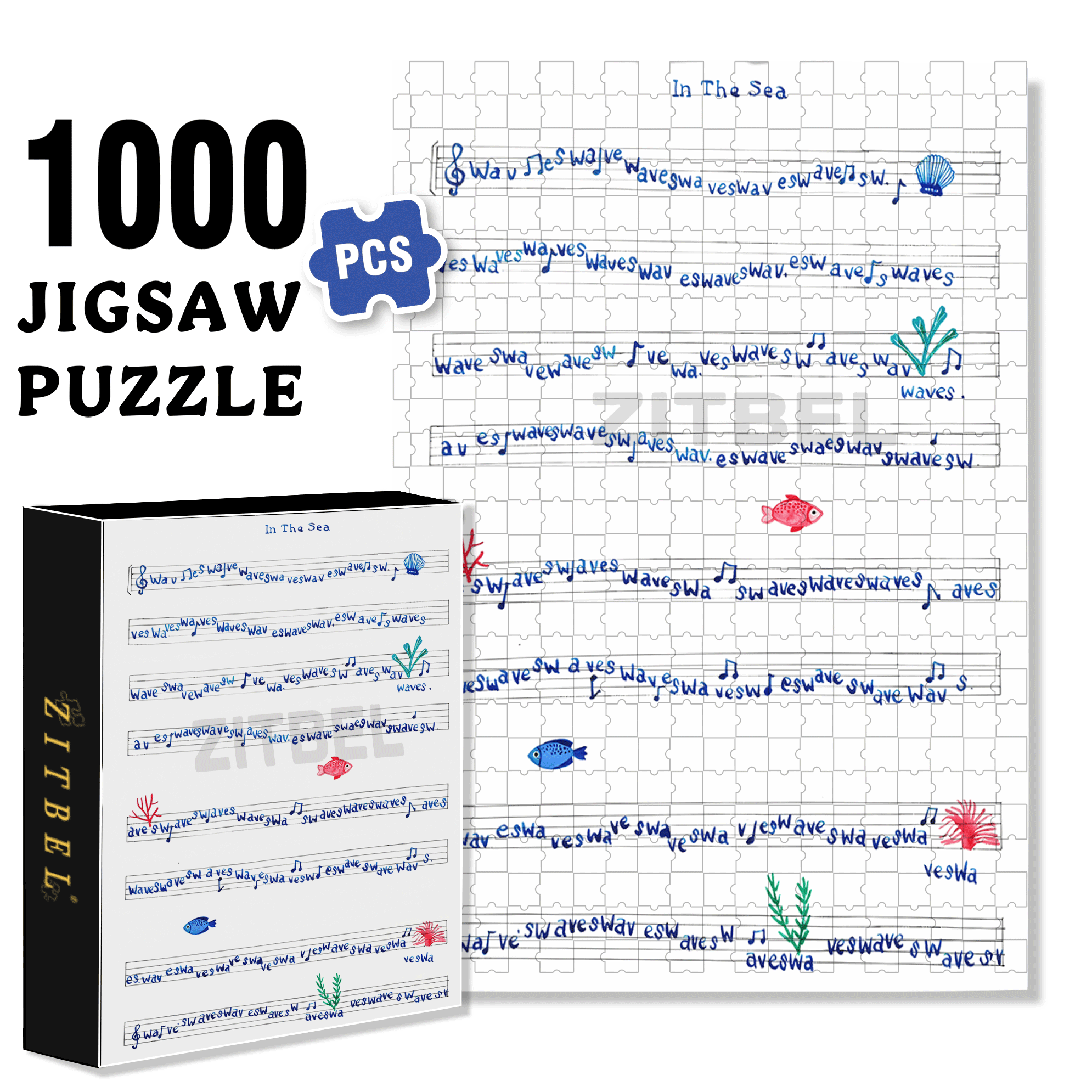The Symphony of the Sea 500pcs/1000pcs Jigsaw Puzzle, Scratch-Resistant, Interactive Family Game & Brain-Boosting DIY Decor, Perfect for Halloween, Christmas & New Year Gifts, Family Puzzle Game