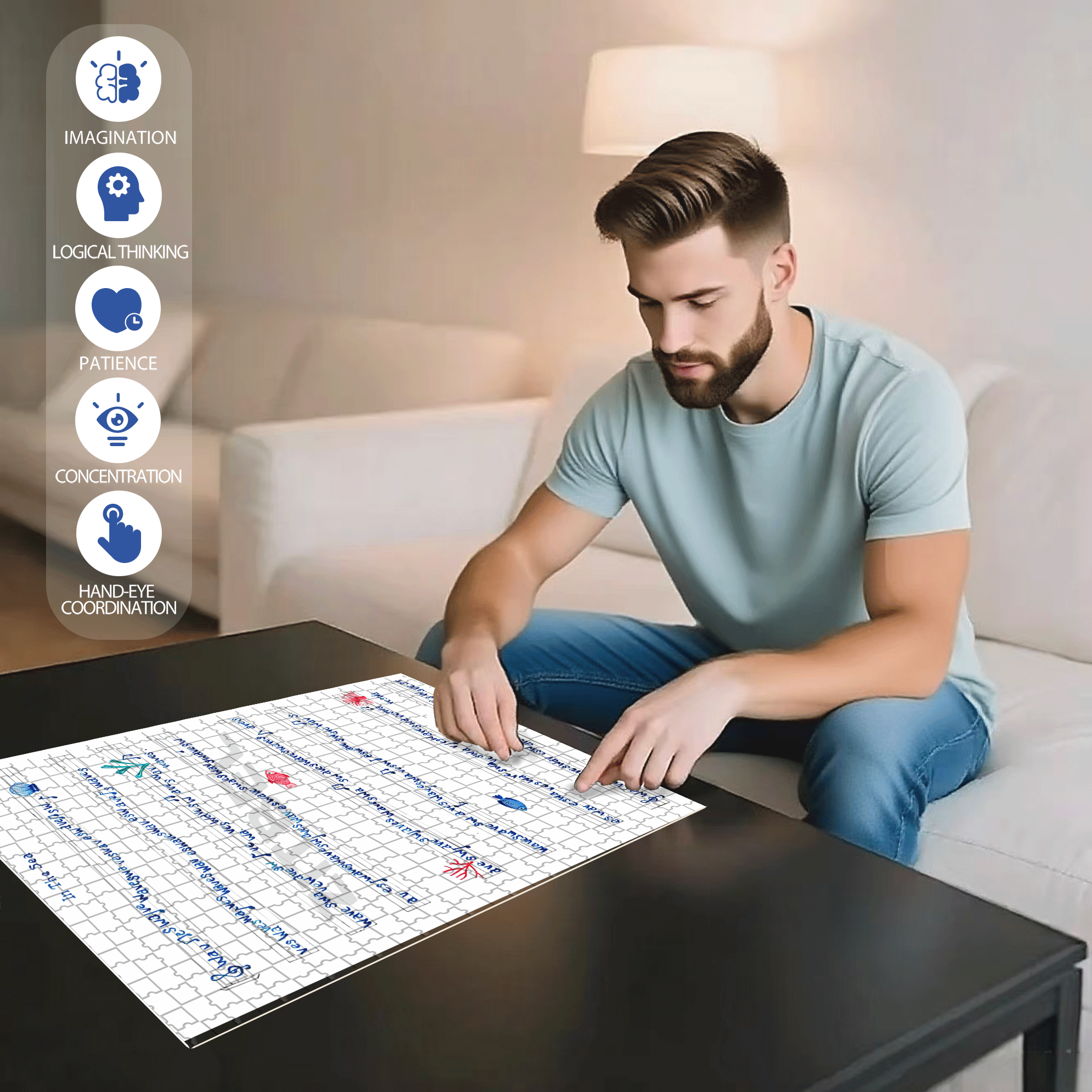 The Symphony of the Sea 500pcs/1000pcs Jigsaw Puzzle, Scratch-Resistant, Interactive Family Game & Brain-Boosting DIY Decor, Perfect for Halloween, Christmas & New Year Gifts, Family Puzzle Game