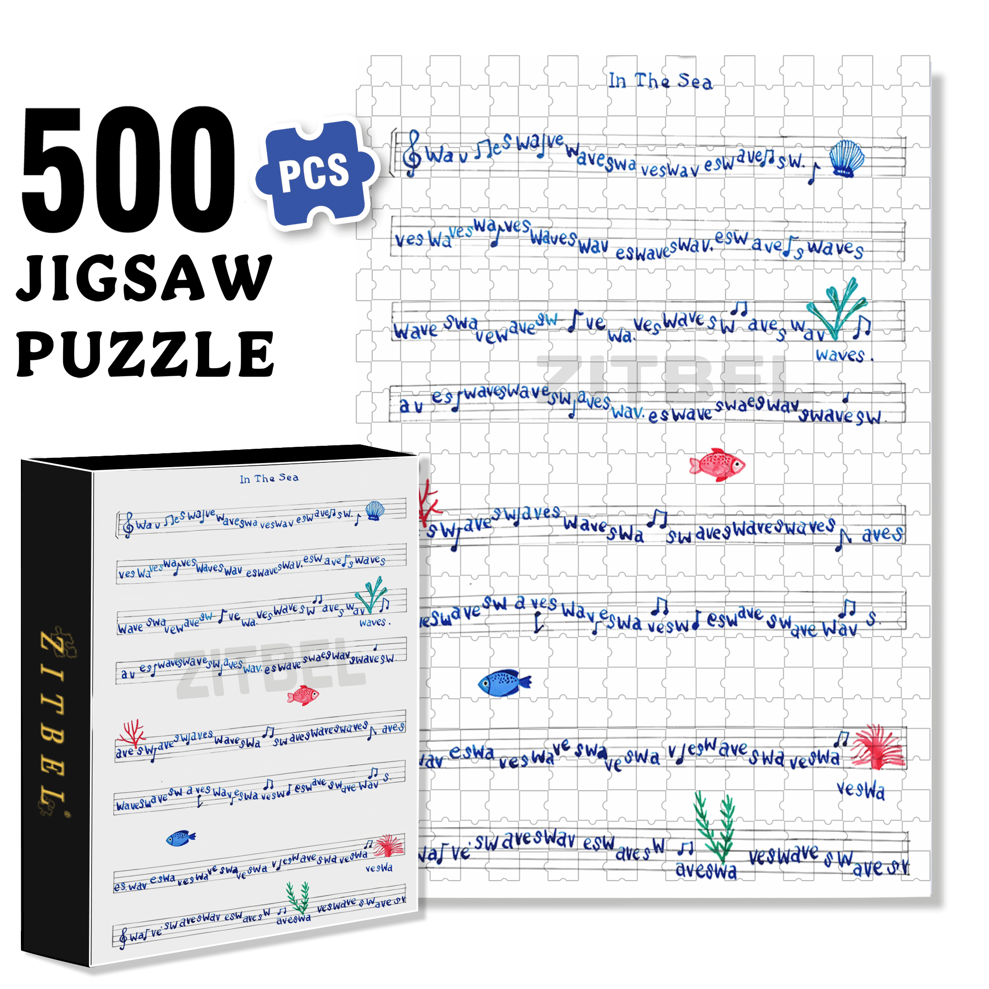 The Symphony of the Sea 500pcs/1000pcs Jigsaw Puzzle, Scratch-Resistant, Interactive Family Game & Brain-Boosting DIY Decor, Perfect for Halloween, Christmas & New Year Gifts, Family Puzzle Game