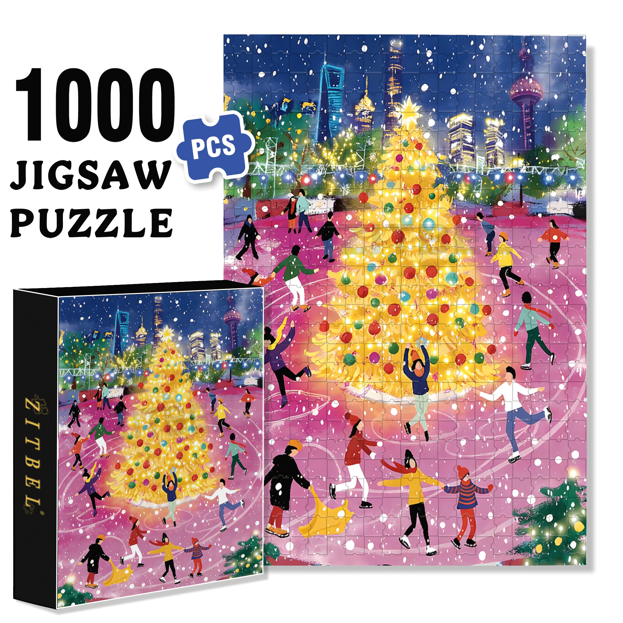 Waltz on Ice 500pcs/1000pcs Jigsaw Puzzle, Scratch-Resistant, Interactive Family Game & Brain-Boosting DIY Decor, Perfect for Halloween, Christmas & New Year Gifts, Family Puzzle Game