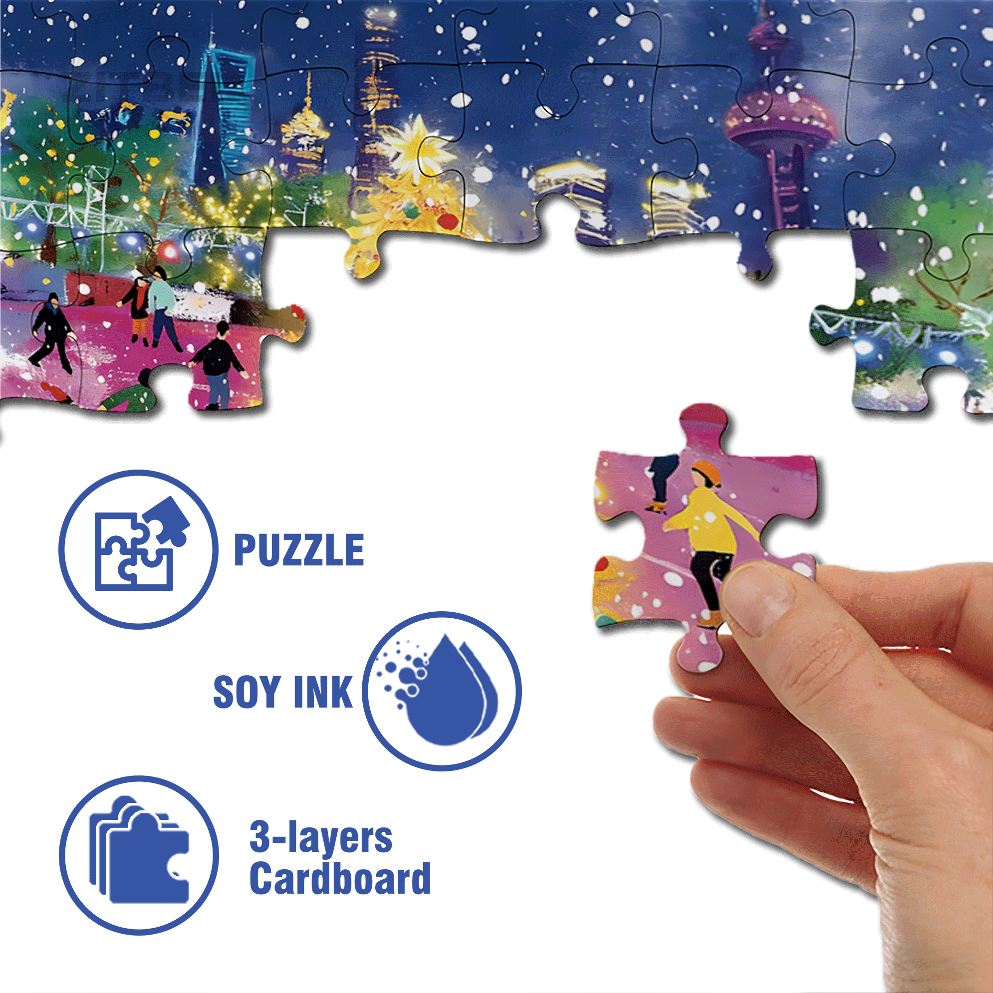 Waltz on Ice 500pcs/1000pcs Jigsaw Puzzle, Scratch-Resistant, Interactive Family Game & Brain-Boosting DIY Decor, Perfect for Halloween, Christmas & New Year Gifts, Family Puzzle Game