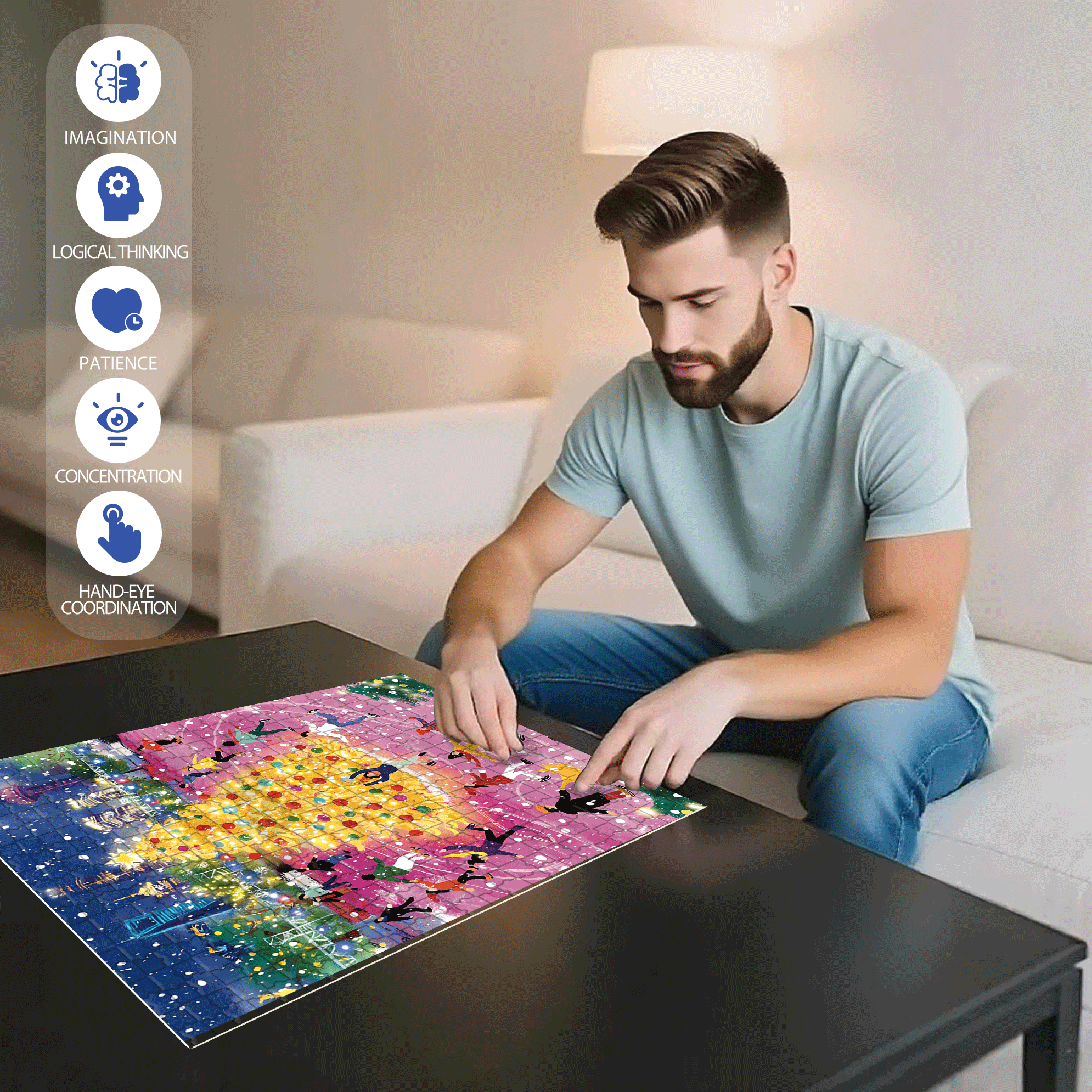 Waltz on Ice 500pcs/1000pcs Jigsaw Puzzle, Scratch-Resistant, Interactive Family Game & Brain-Boosting DIY Decor, Perfect for Halloween, Christmas & New Year Gifts, Family Puzzle Game