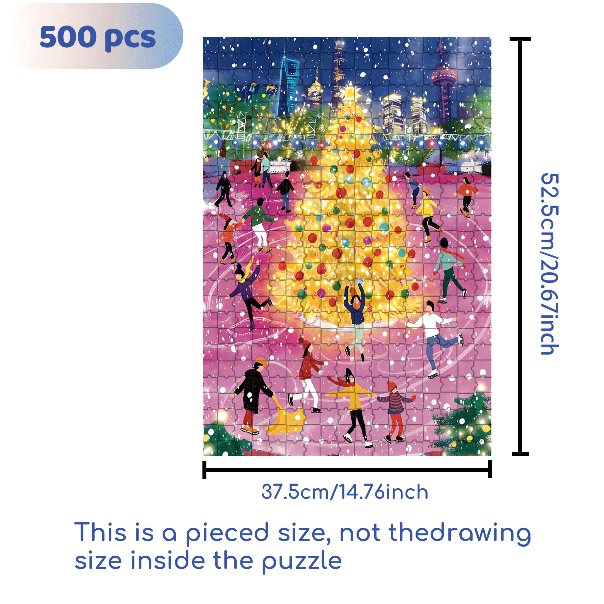 Waltz on Ice 500pcs/1000pcs Jigsaw Puzzle, Scratch-Resistant, Interactive Family Game & Brain-Boosting DIY Decor, Perfect for Halloween, Christmas & New Year Gifts, Family Puzzle Game