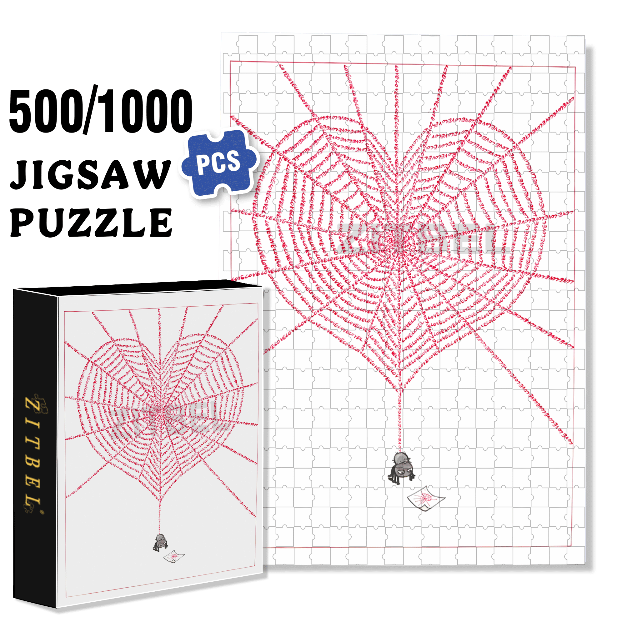 Weaving A Web For Love 500pcs/1000pcs Jigsaw Puzzle, Scratch-Resistant, Interactive Family Game & Brain-Boosting DIY Decor, Perfect for Halloween, Christmas & New Year Gifts, Family Puzzle Game
