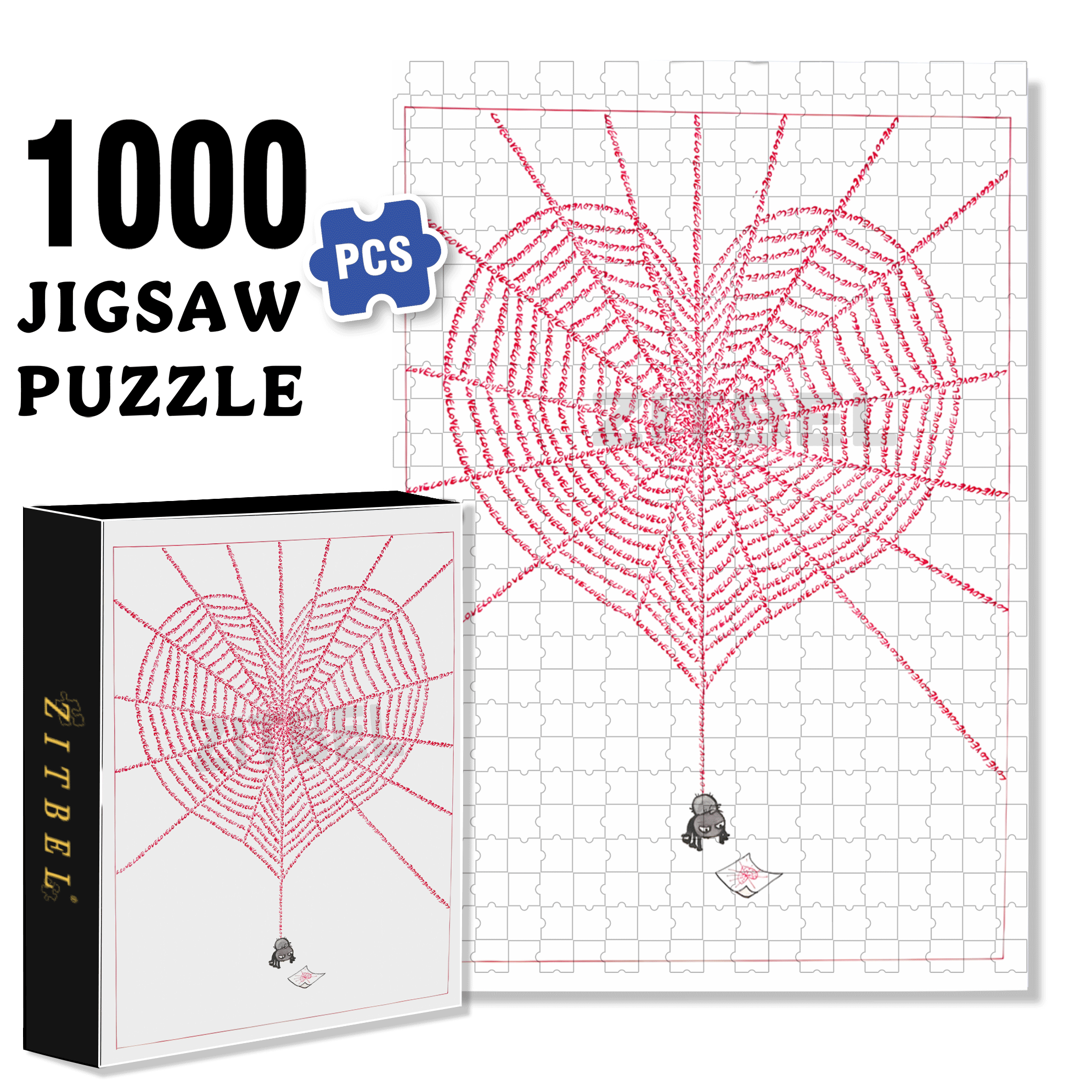 Weaving A Web For Love 500pcs/1000pcs Jigsaw Puzzle, Scratch-Resistant, Interactive Family Game & Brain-Boosting DIY Decor, Perfect for Halloween, Christmas & New Year Gifts, Family Puzzle Game