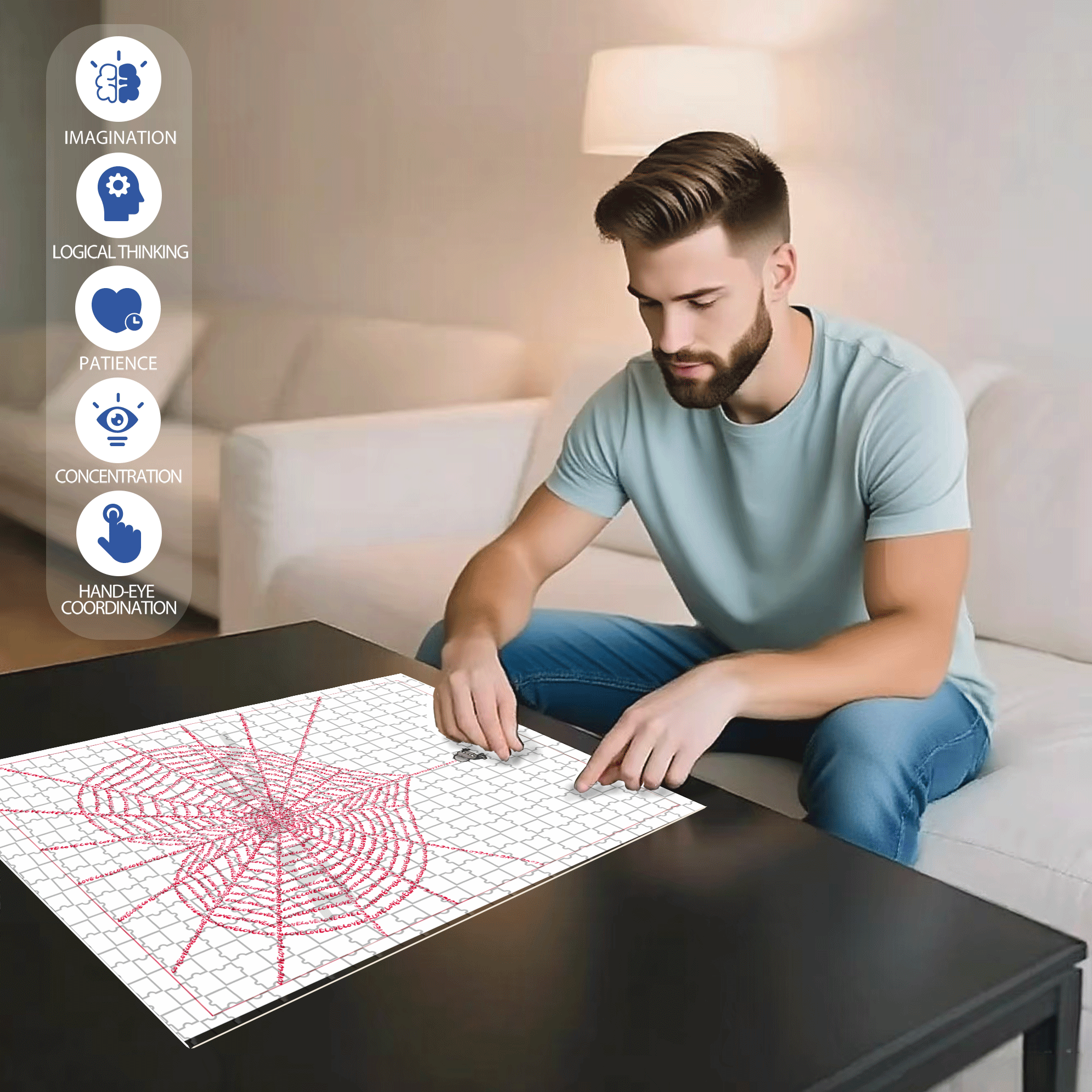 Weaving A Web For Love 500pcs/1000pcs Jigsaw Puzzle, Scratch-Resistant, Interactive Family Game & Brain-Boosting DIY Decor, Perfect for Halloween, Christmas & New Year Gifts, Family Puzzle Game