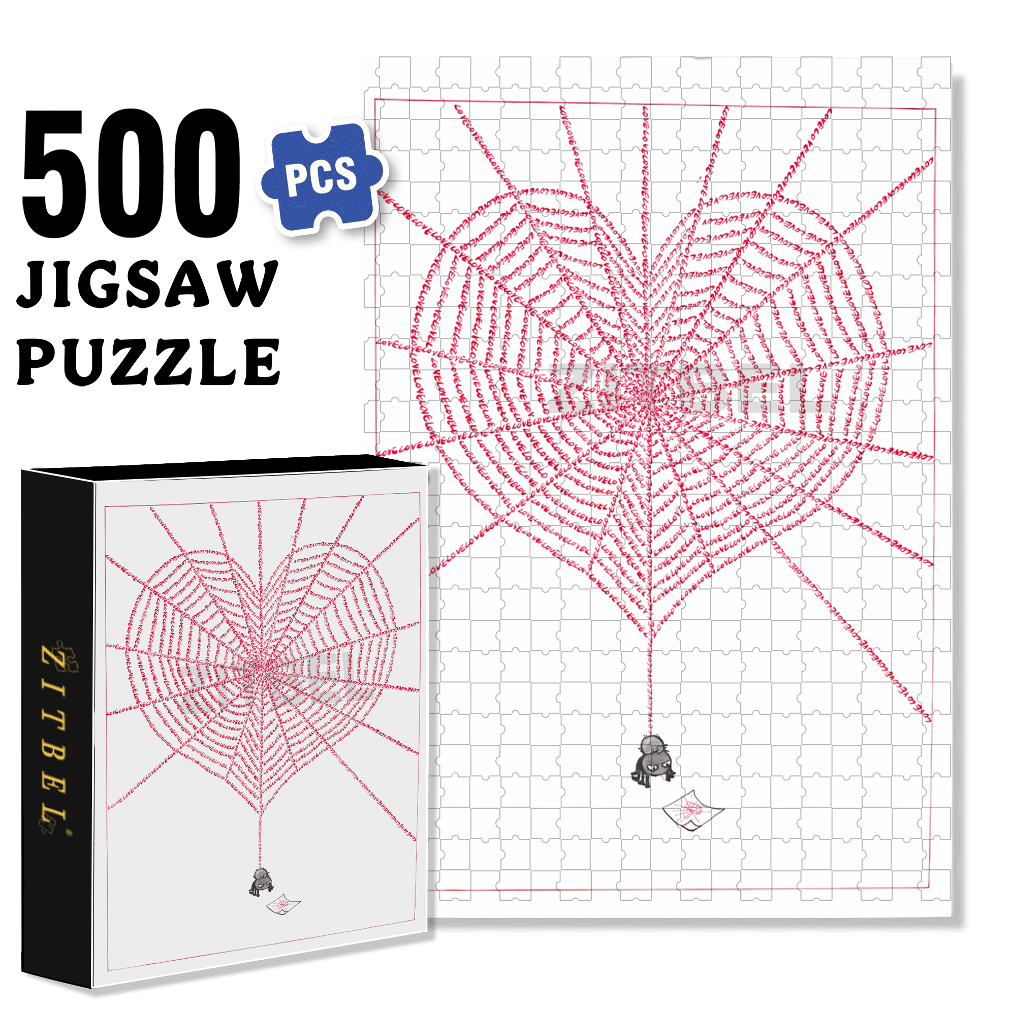 Weaving A Web For Love 500pcs/1000pcs Jigsaw Puzzle, Scratch-Resistant, Interactive Family Game & Brain-Boosting DIY Decor, Perfect for Halloween, Christmas & New Year Gifts, Family Puzzle Game