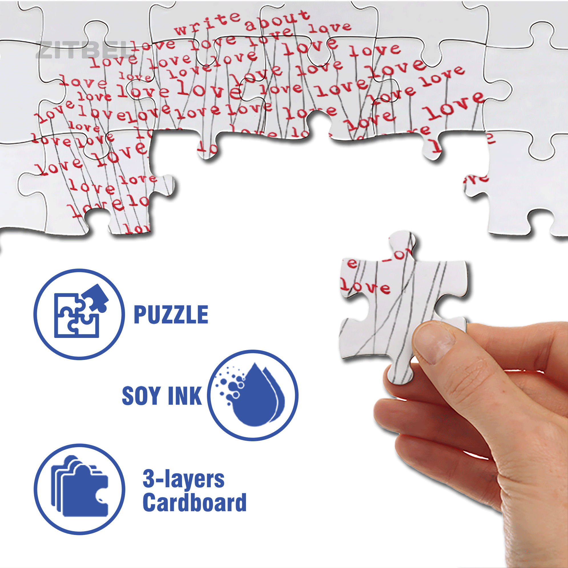 Writing About Love 500pcs/1000pcs Jigsaw Puzzle, Scratch-Resistant, Interactive Family Game & Brain-Boosting DIY Decor, Perfect for Halloween, Christmas & New Year Gifts, Family Puzzle Game