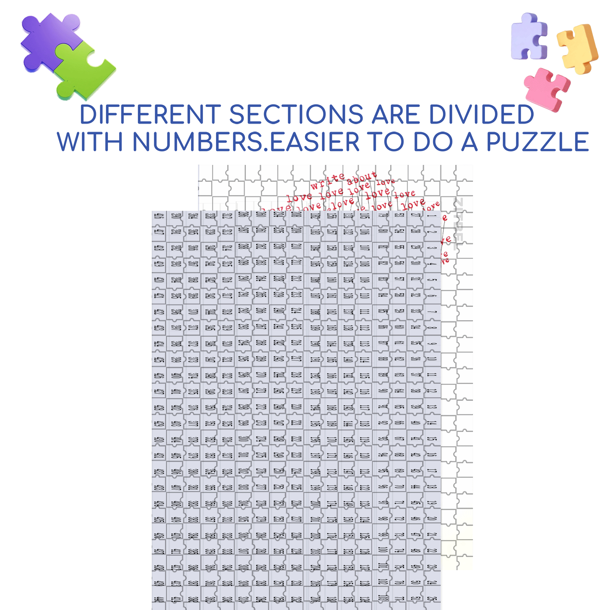 Writing About Love 500pcs/1000pcs Jigsaw Puzzle, Scratch-Resistant, Interactive Family Game & Brain-Boosting DIY Decor, Perfect for Halloween, Christmas & New Year Gifts, Family Puzzle Game