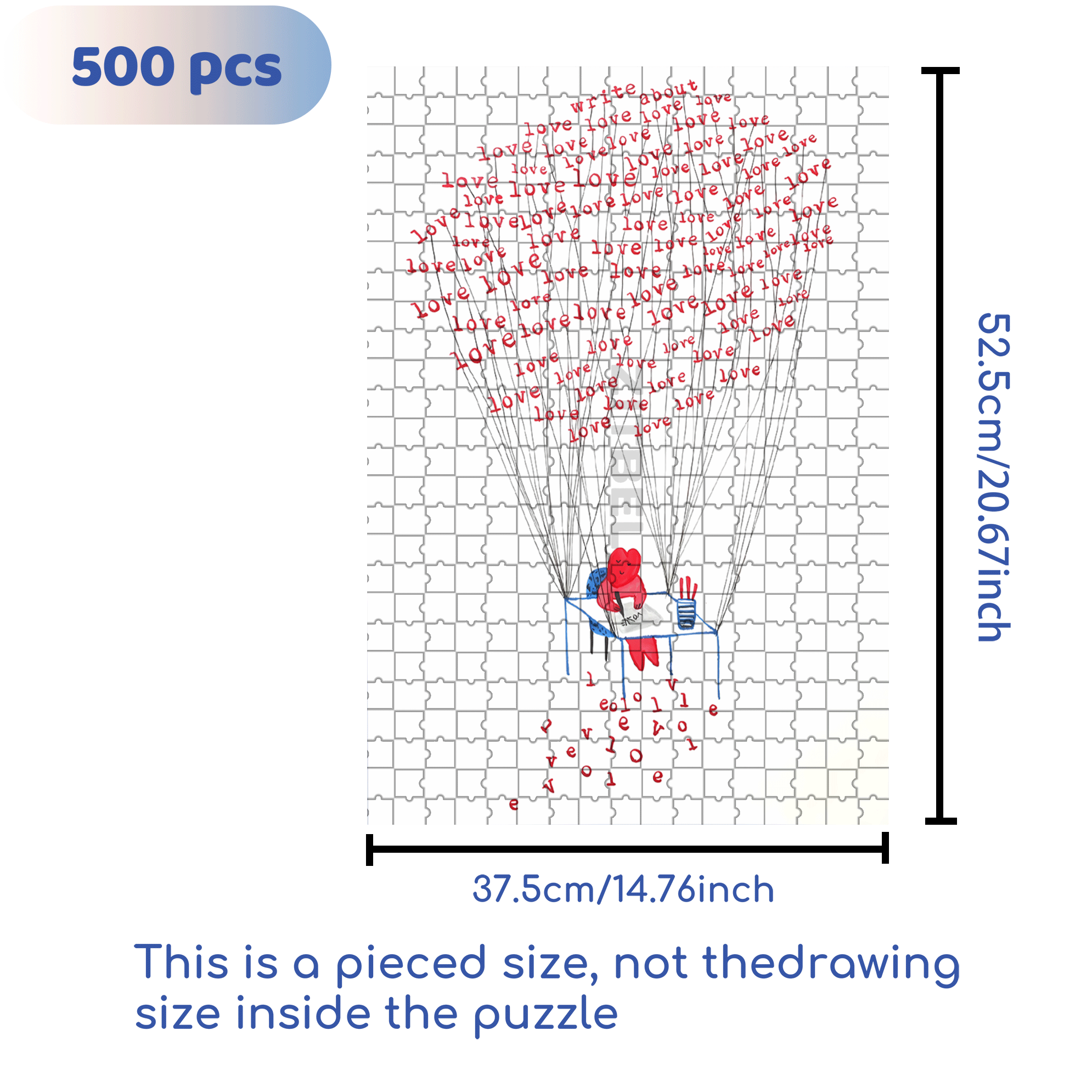 Writing About Love 500pcs/1000pcs Jigsaw Puzzle, Scratch-Resistant, Interactive Family Game & Brain-Boosting DIY Decor, Perfect for Halloween, Christmas & New Year Gifts, Family Puzzle Game