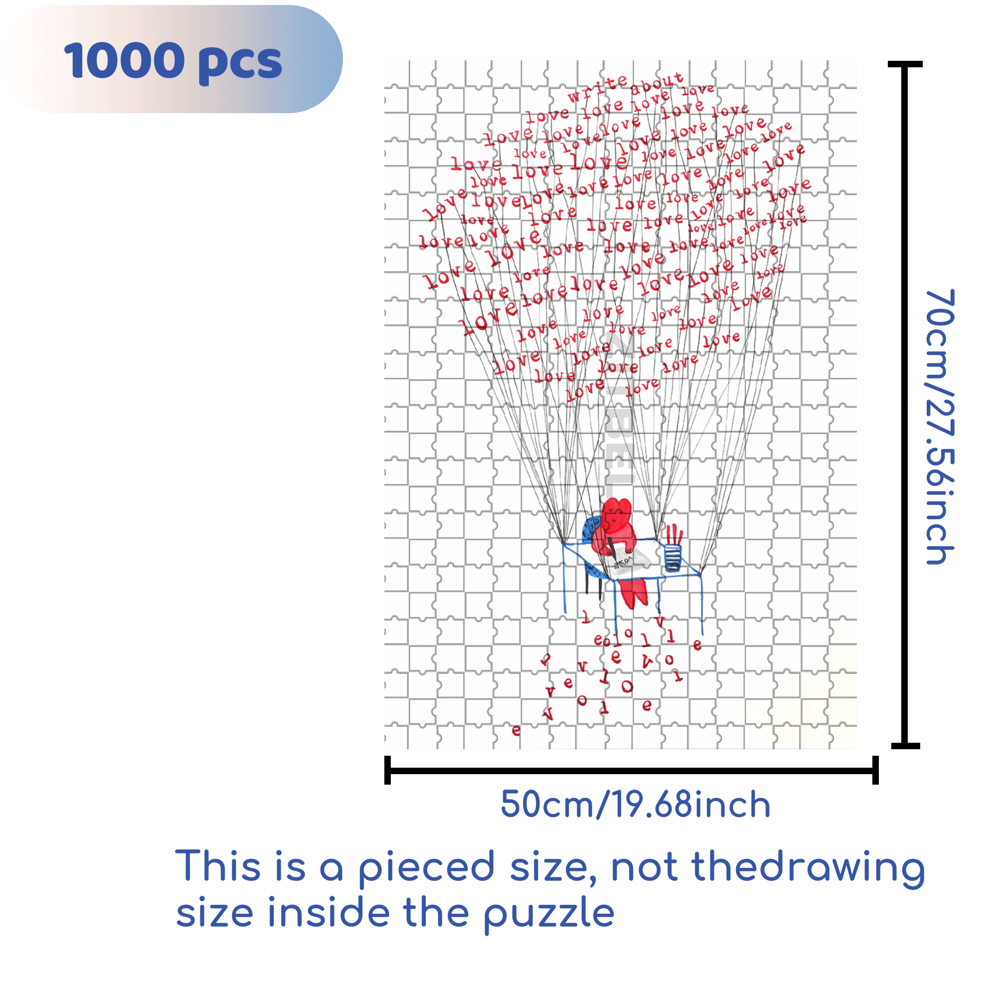 Writing About Love 500pcs/1000pcs Jigsaw Puzzle, Scratch-Resistant, Interactive Family Game & Brain-Boosting DIY Decor, Perfect for Halloween, Christmas & New Year Gifts, Family Puzzle Game